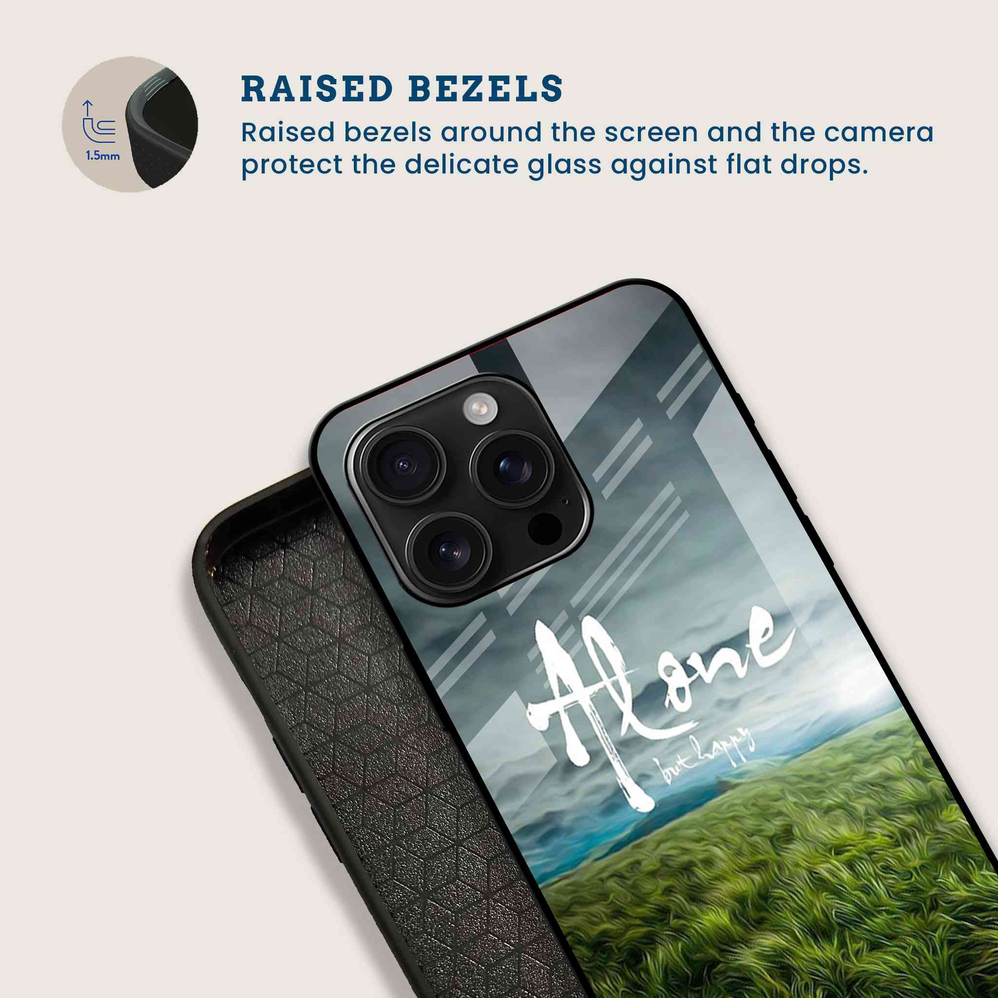 Alone But Happy Mobile Back Cover Bezel Image