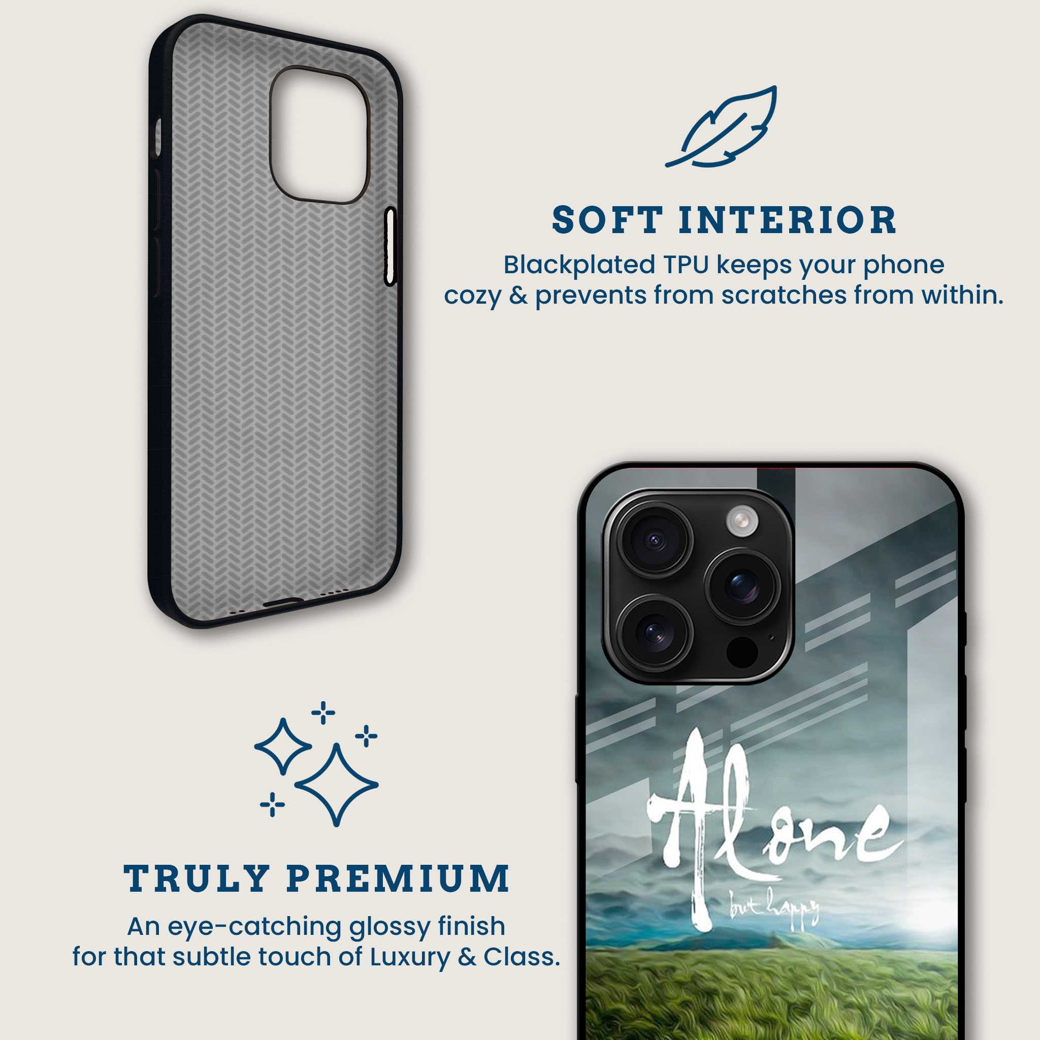 Alone But Happy Mobile Back Cover Brand Image