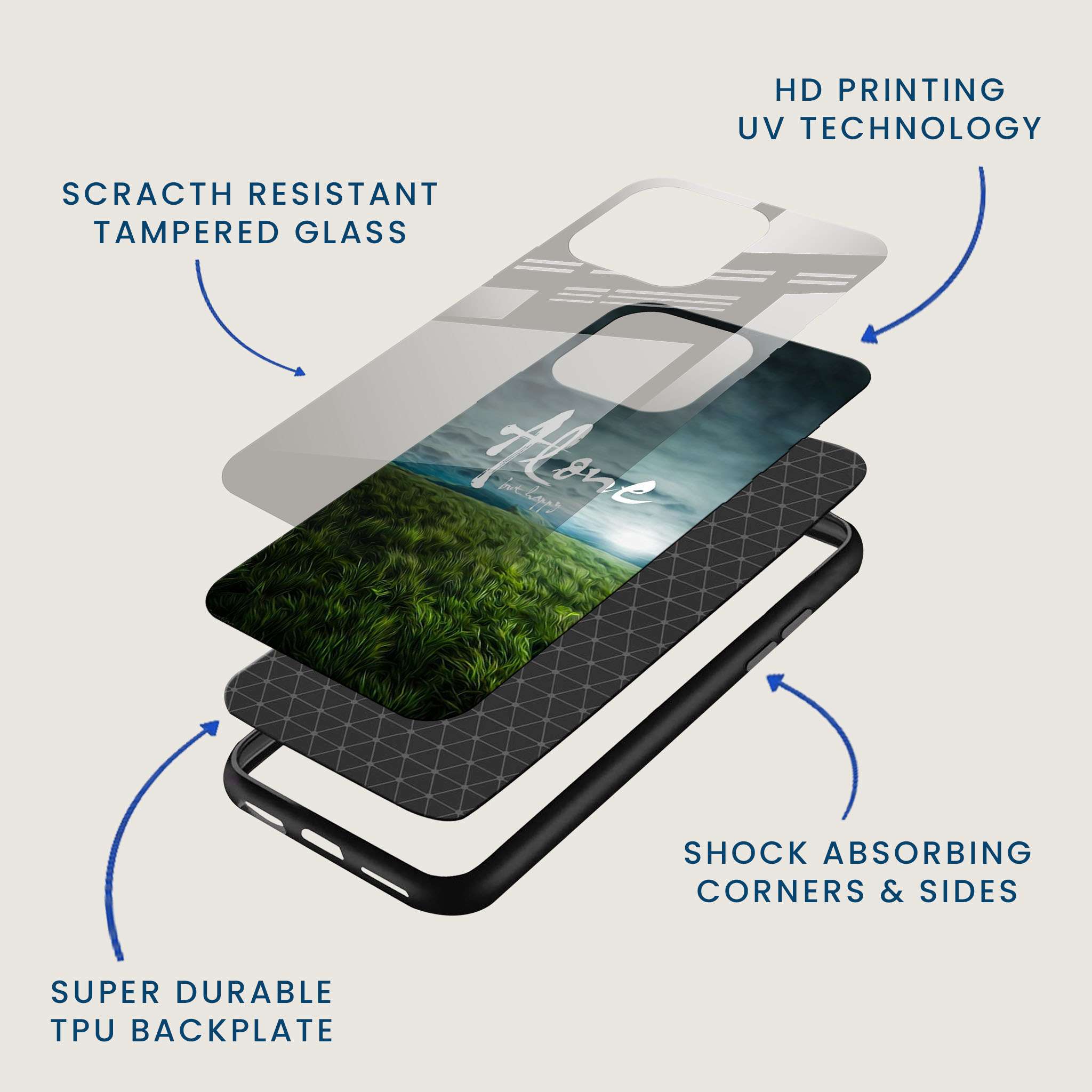 Alone But Happy Mobile Back Cover Layer Image