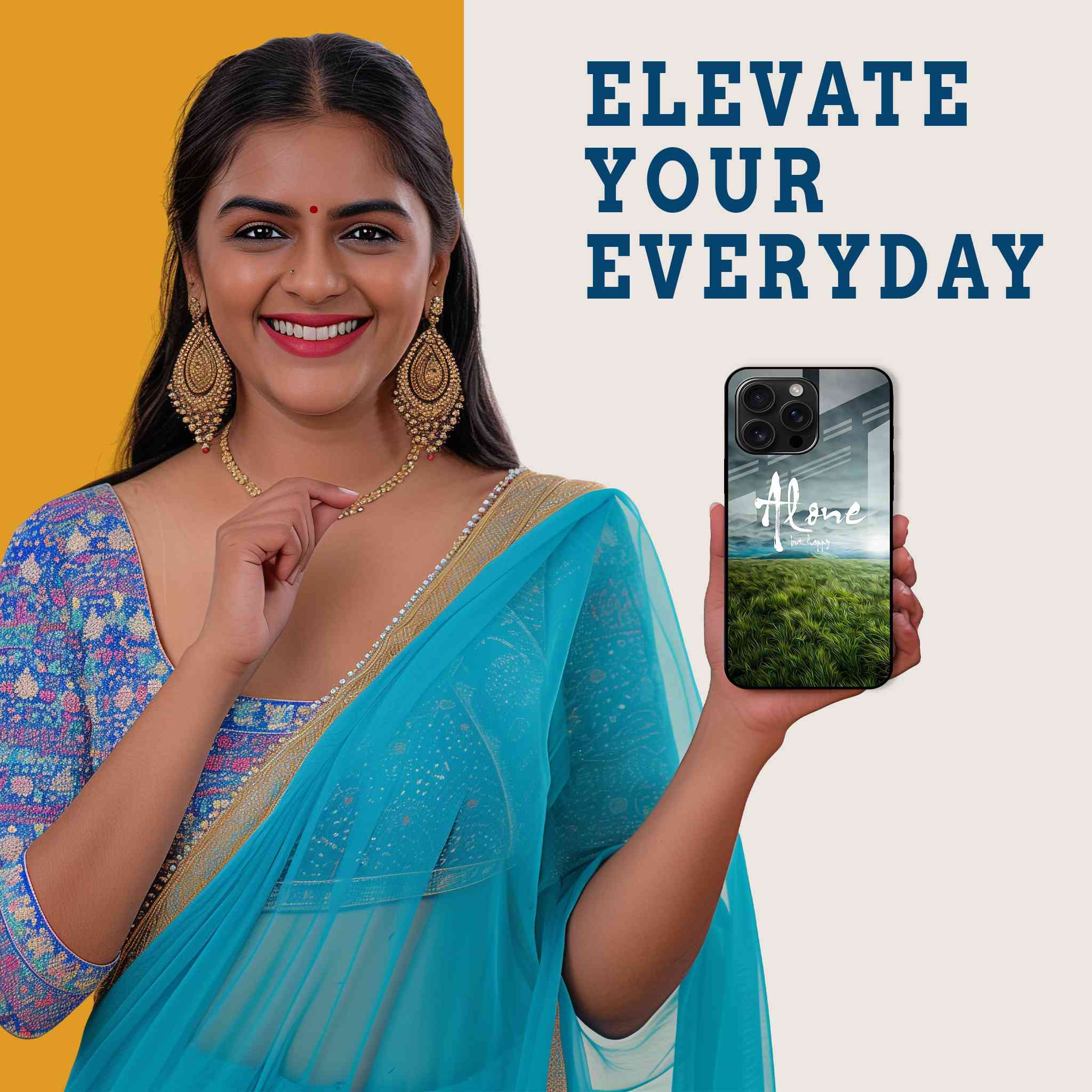 Alone But Happy Mobile Back Cover Woman Image