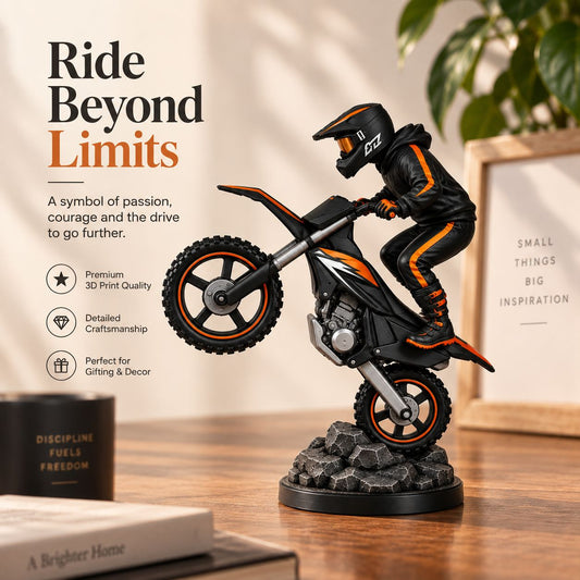 Motocross Rider | 3D Printed Motorcycle Sculpture Modern