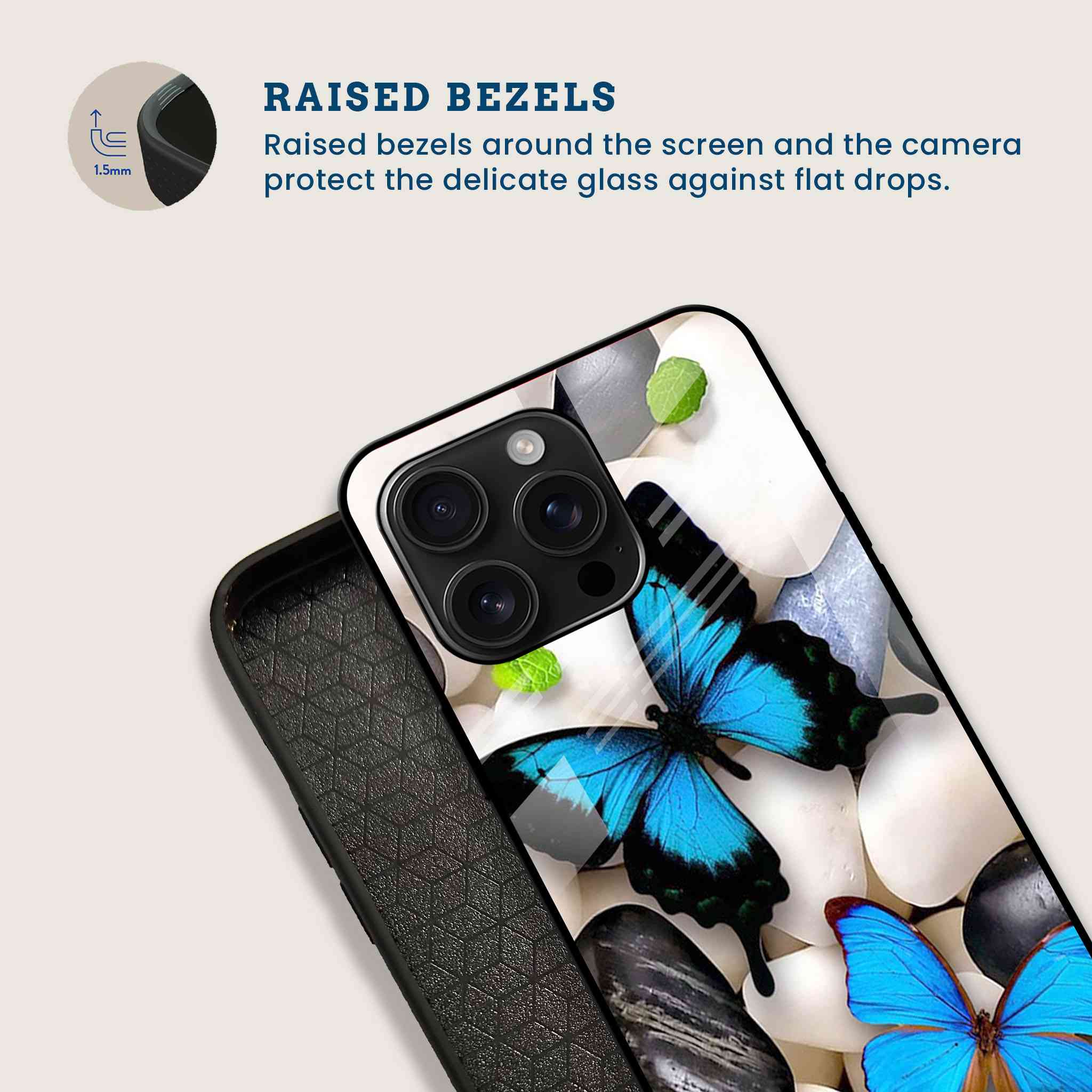 Blue Butterflies Mobile Back Cover Bezel Image