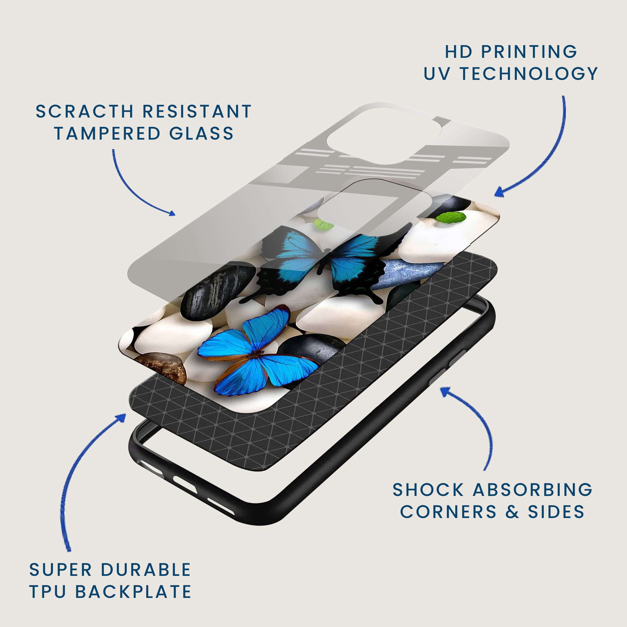 Blue Butterflies Mobile Back Cover Layer Image