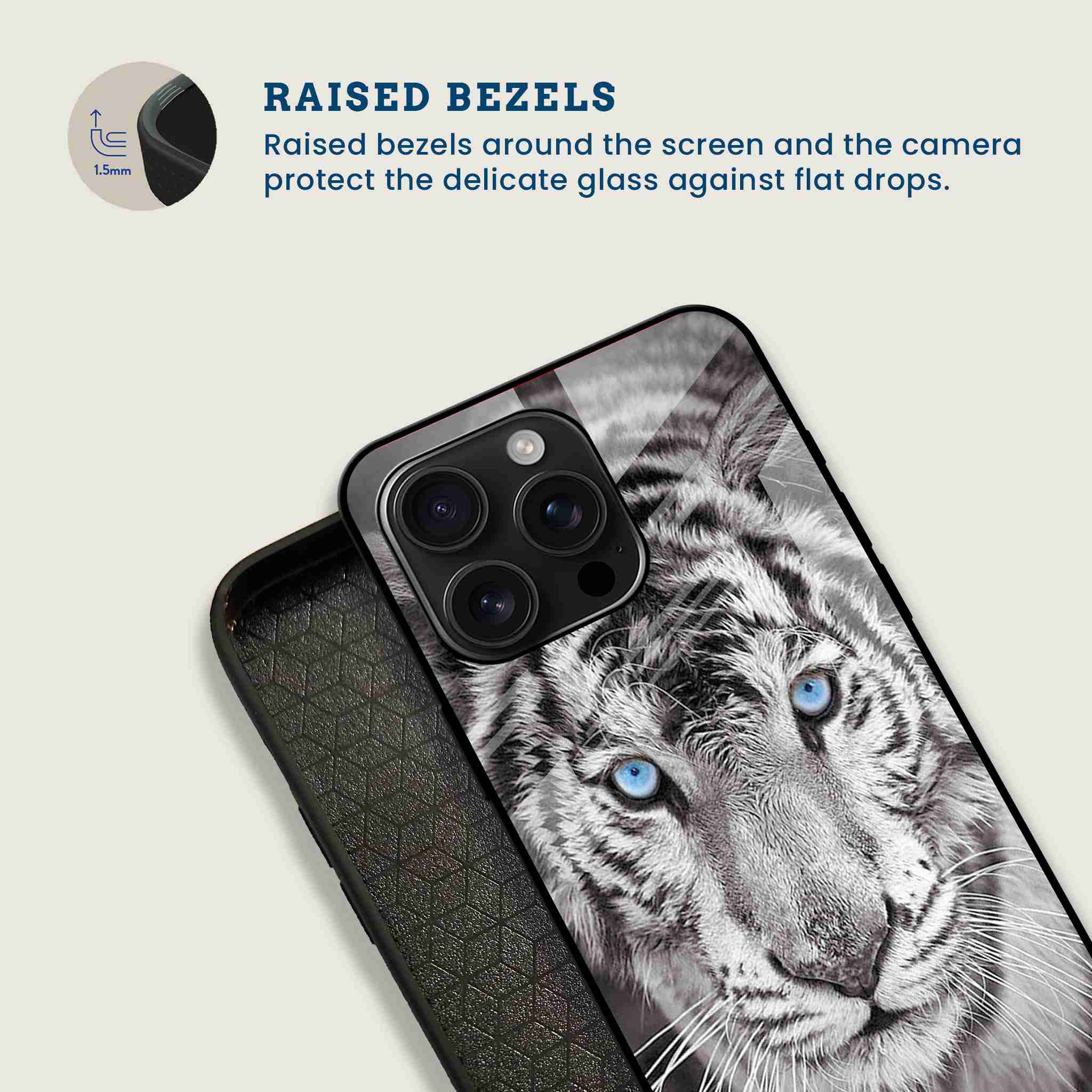 Blue Eye Tiger Mobile Back Cover Bezel Image