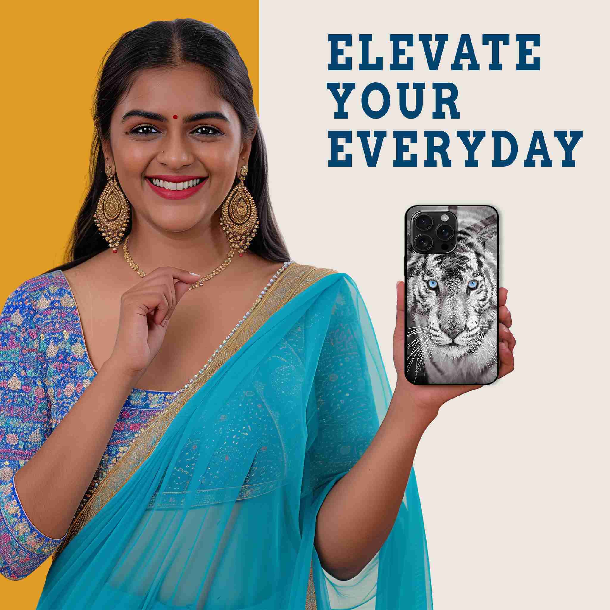 Blue Eye Tiger Mobile Back Cover Woman Image