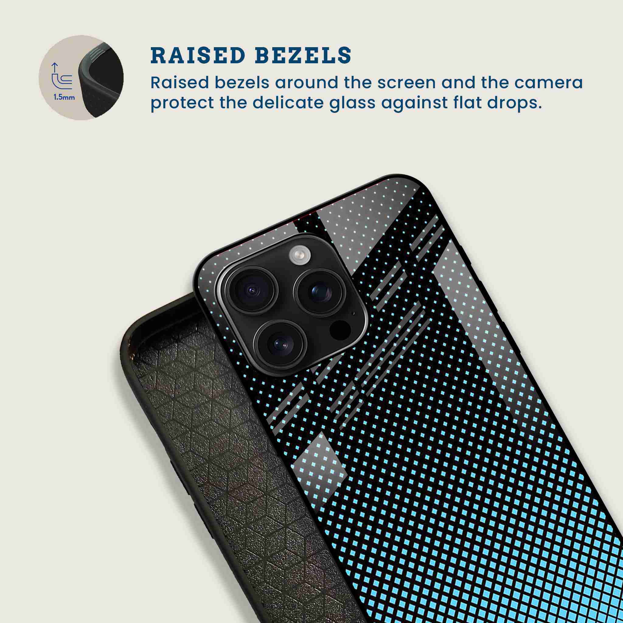 Blue Pixel Pulse Mobile Back Cover Bezel Image