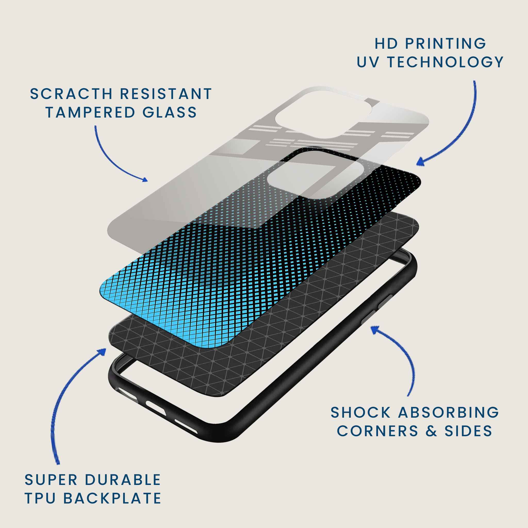 Blue Pixel Pulse Mobile Back Cover Layer Image