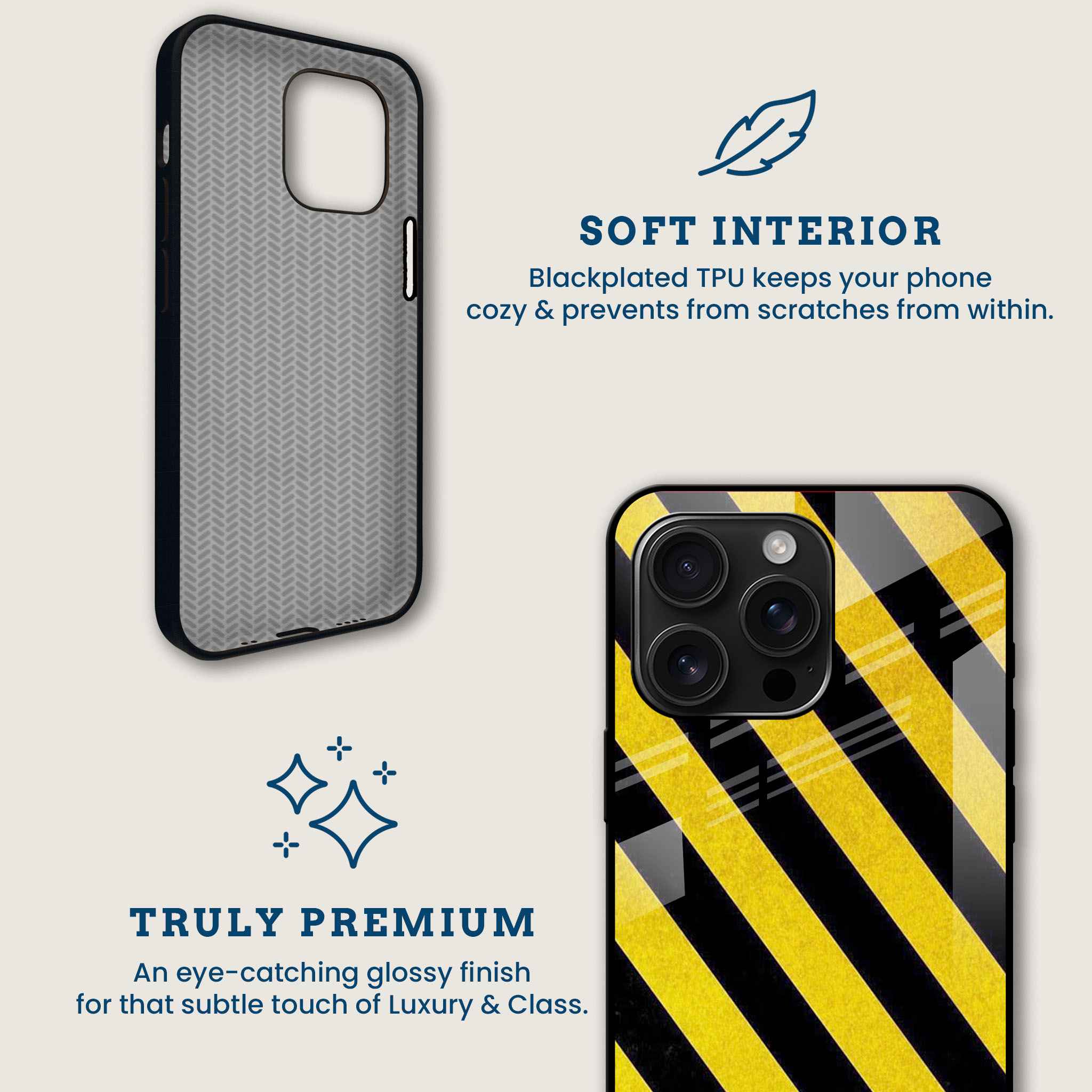Caution Stripes Mobile Back Cover Brand Image