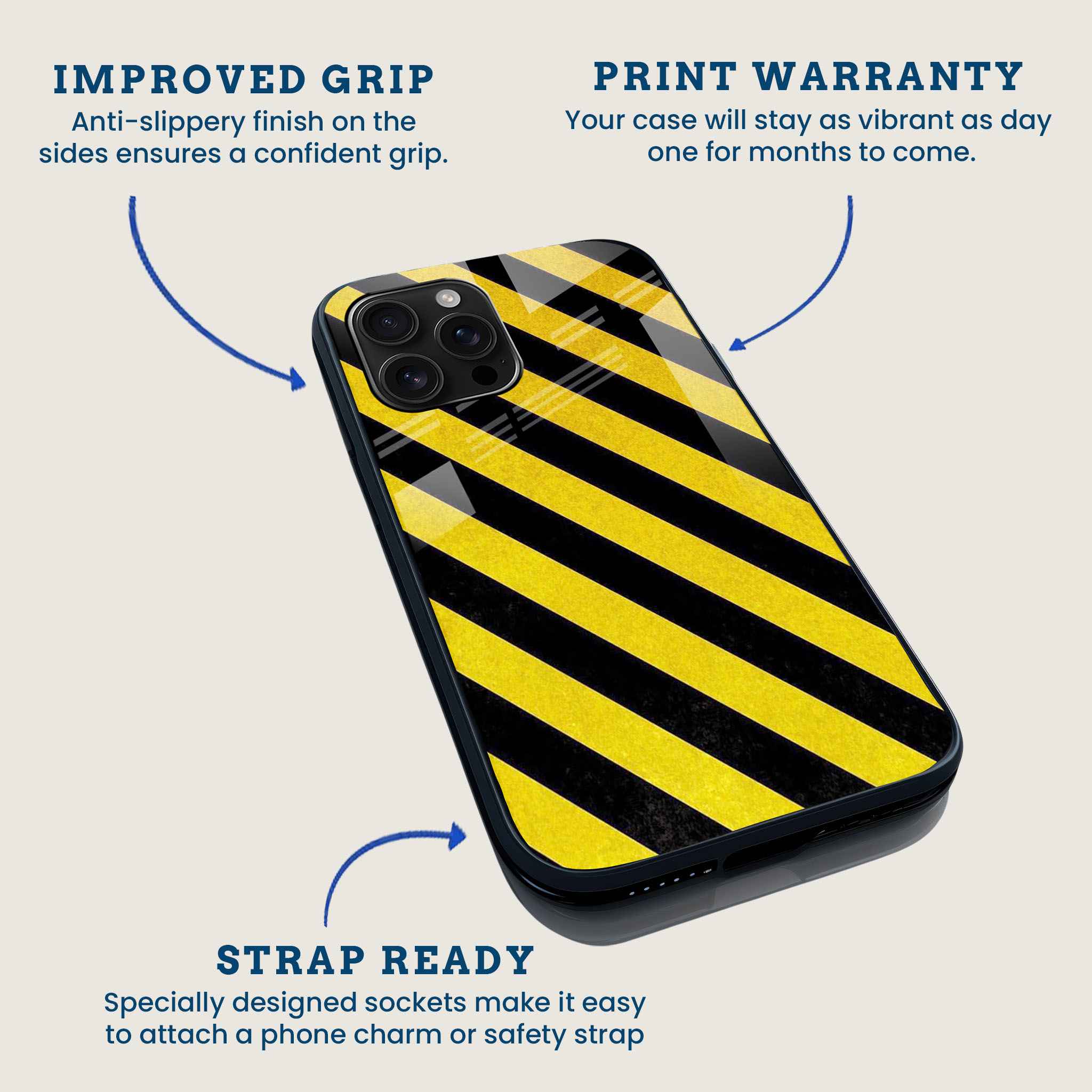 Caution Stripes Mobile Back Cover Feature Image