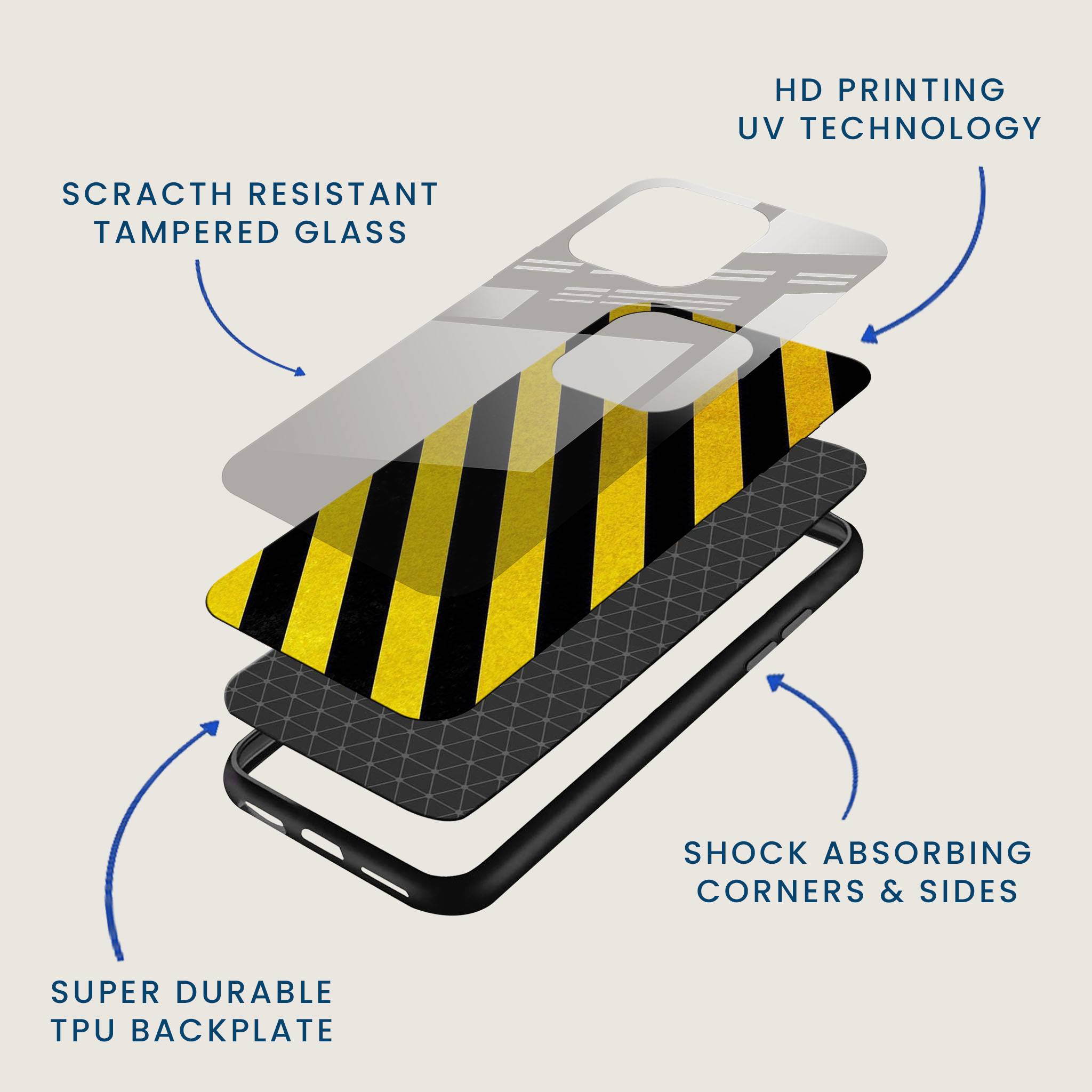 Caution Stripes Mobile Back Cover Layer Image
