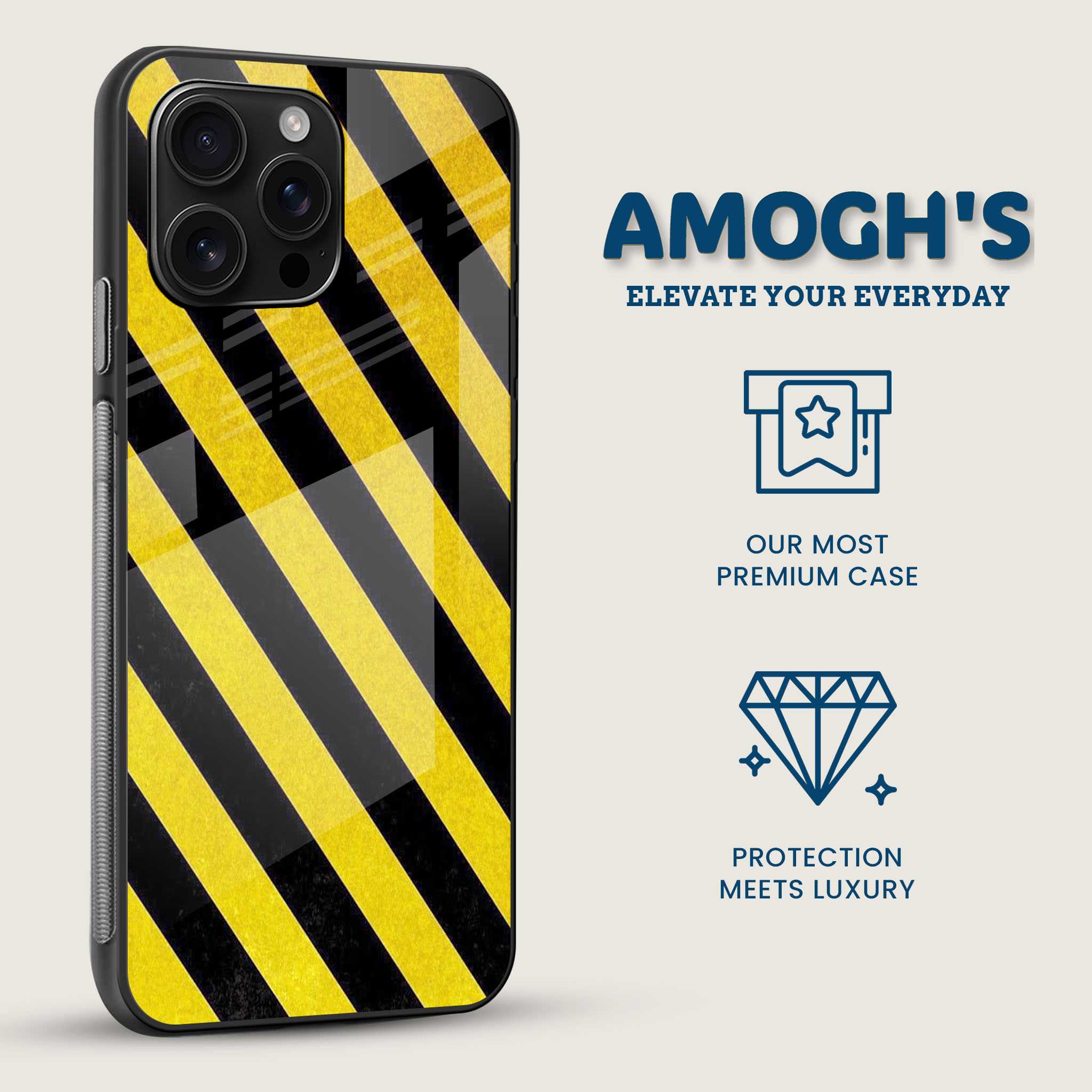 Caution Stripes Mobile Back Cover Side Image
