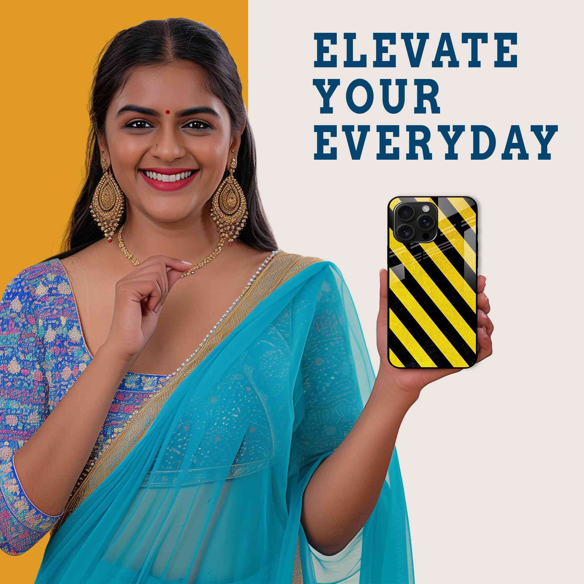 Caution Stripes Mobile Back Cover Woman Image