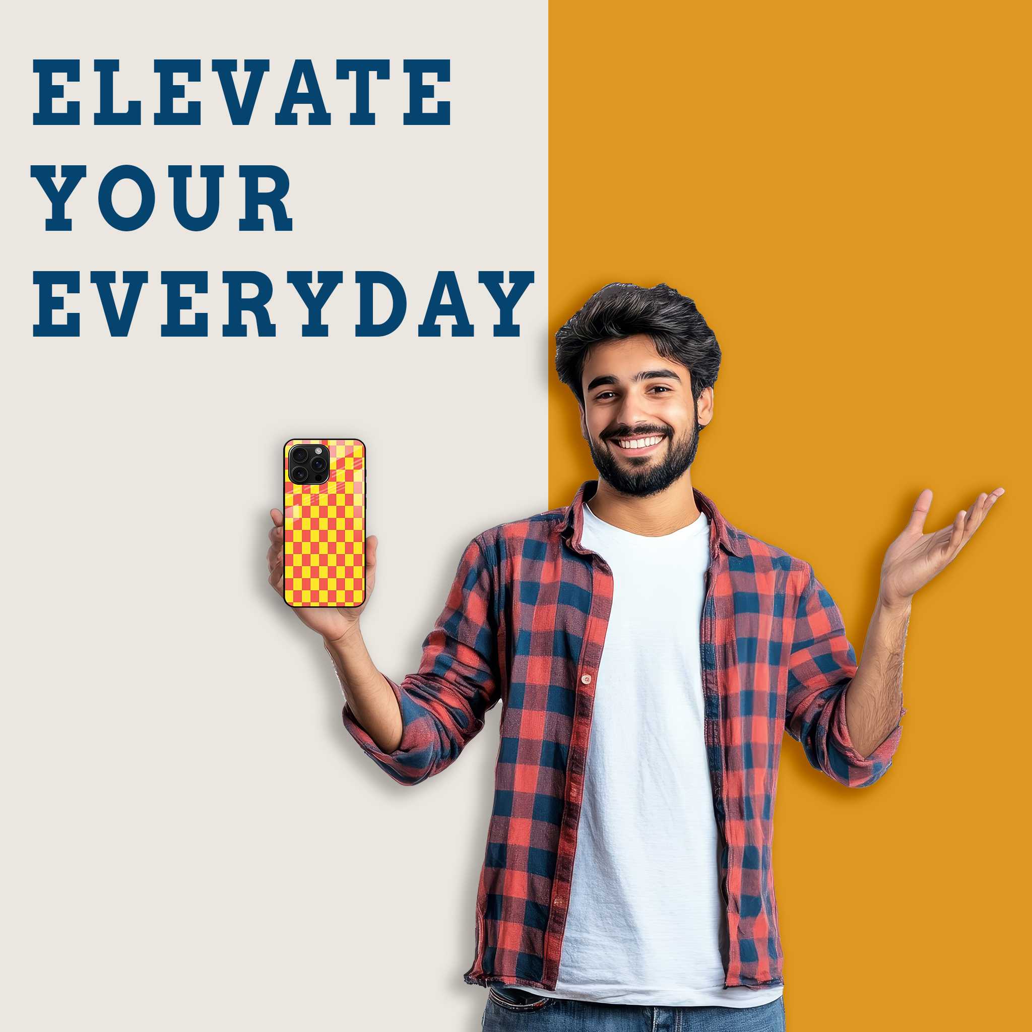 Checkerboard Fun Mobile Back Cover Man Image