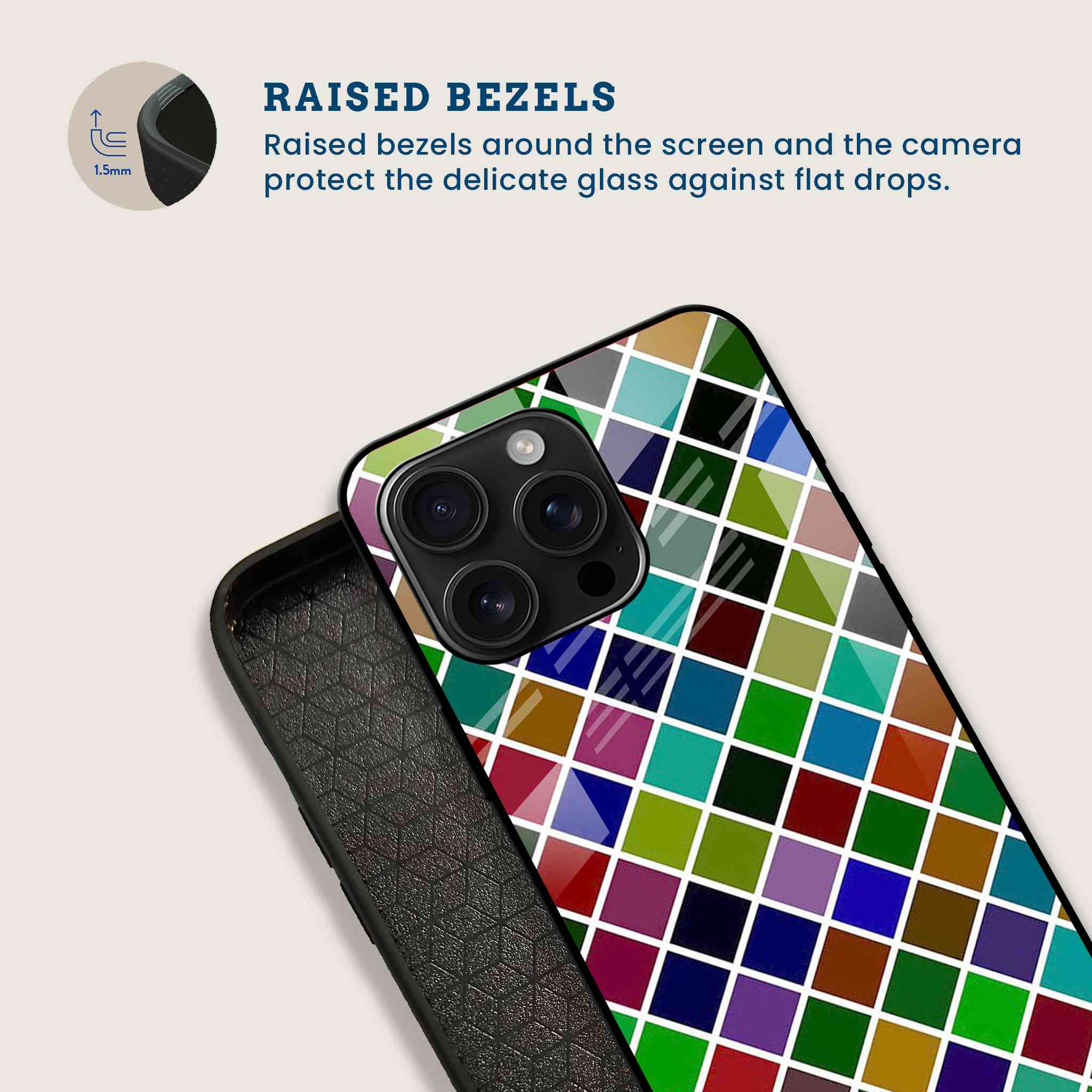 Color Block Diamond Mobile Back Cover Bezel Image