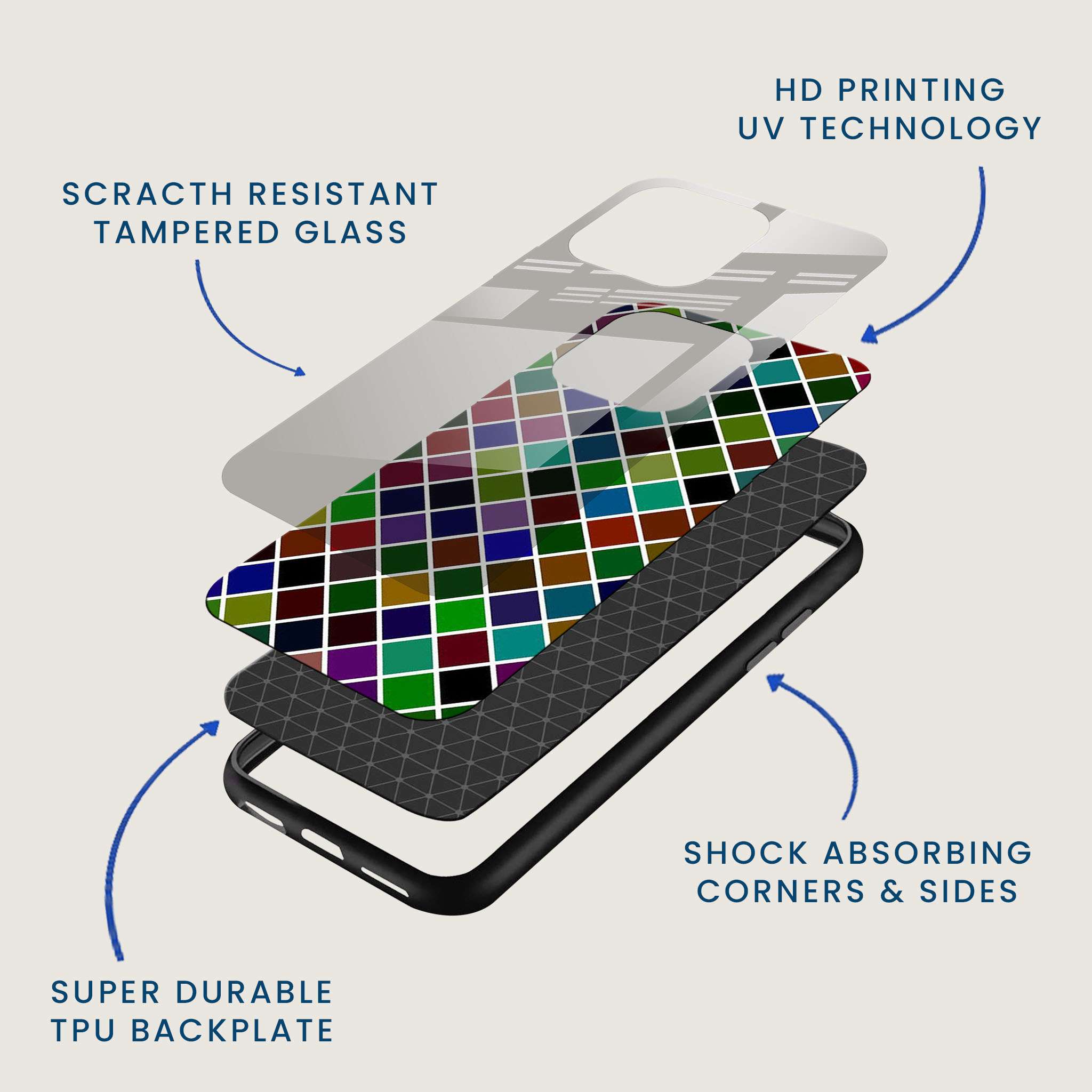 Color Block Diamond Mobile Back Cover Layer Image