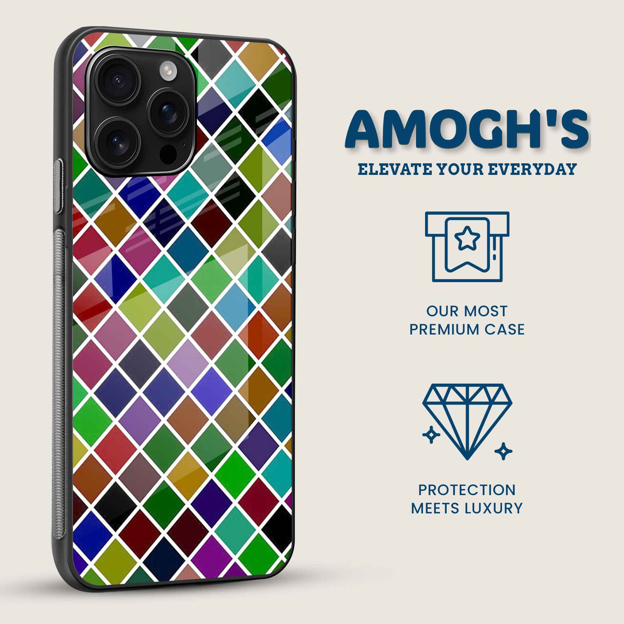 Color Block Diamond Mobile Back Cover Side Image