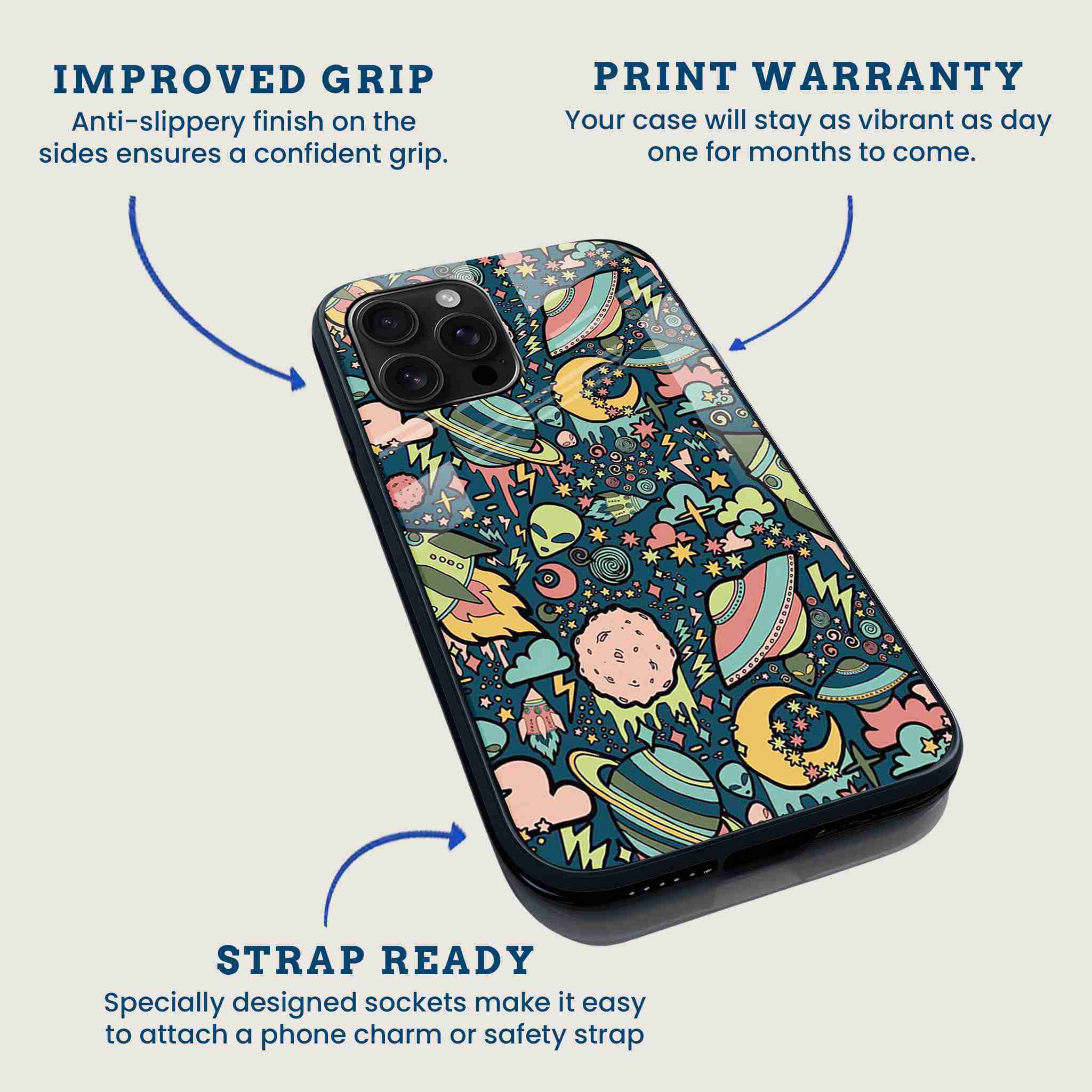 Cosmic Doodle Space Art Mobile Back Cover Feature Image
