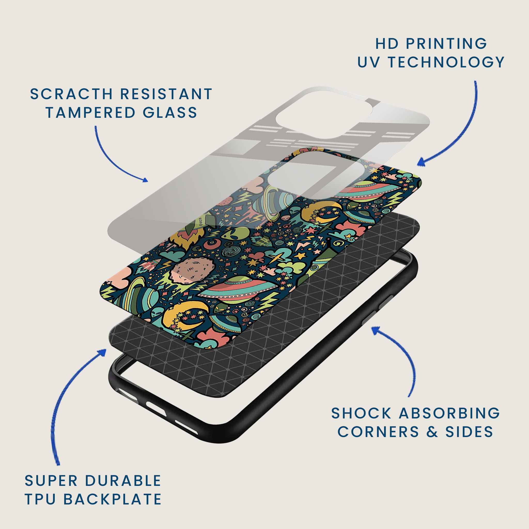 Cosmic Doodle Space Art Mobile Back Cover Layer Image