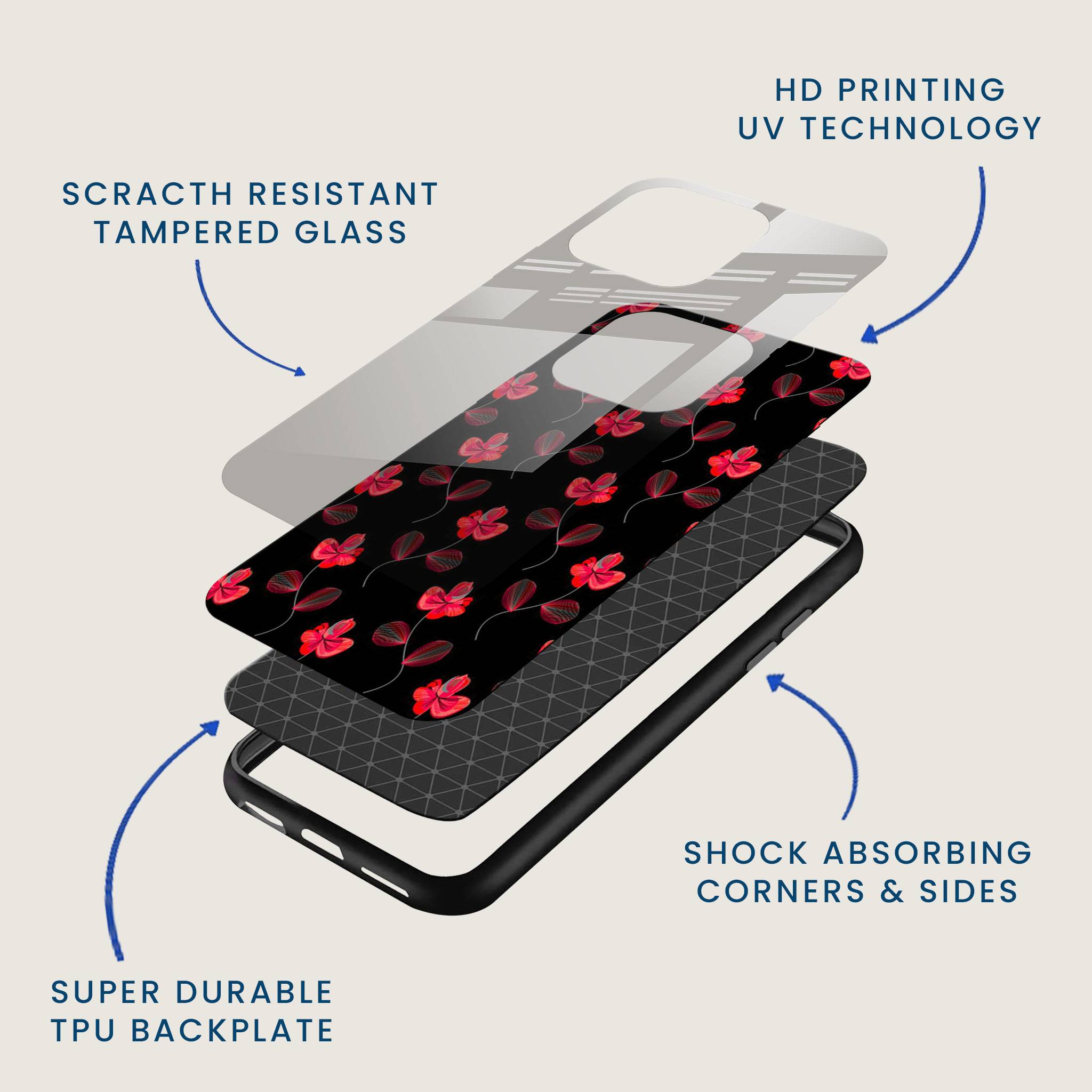 Crimson Clover Floral Mobile Back Cover Layer Image