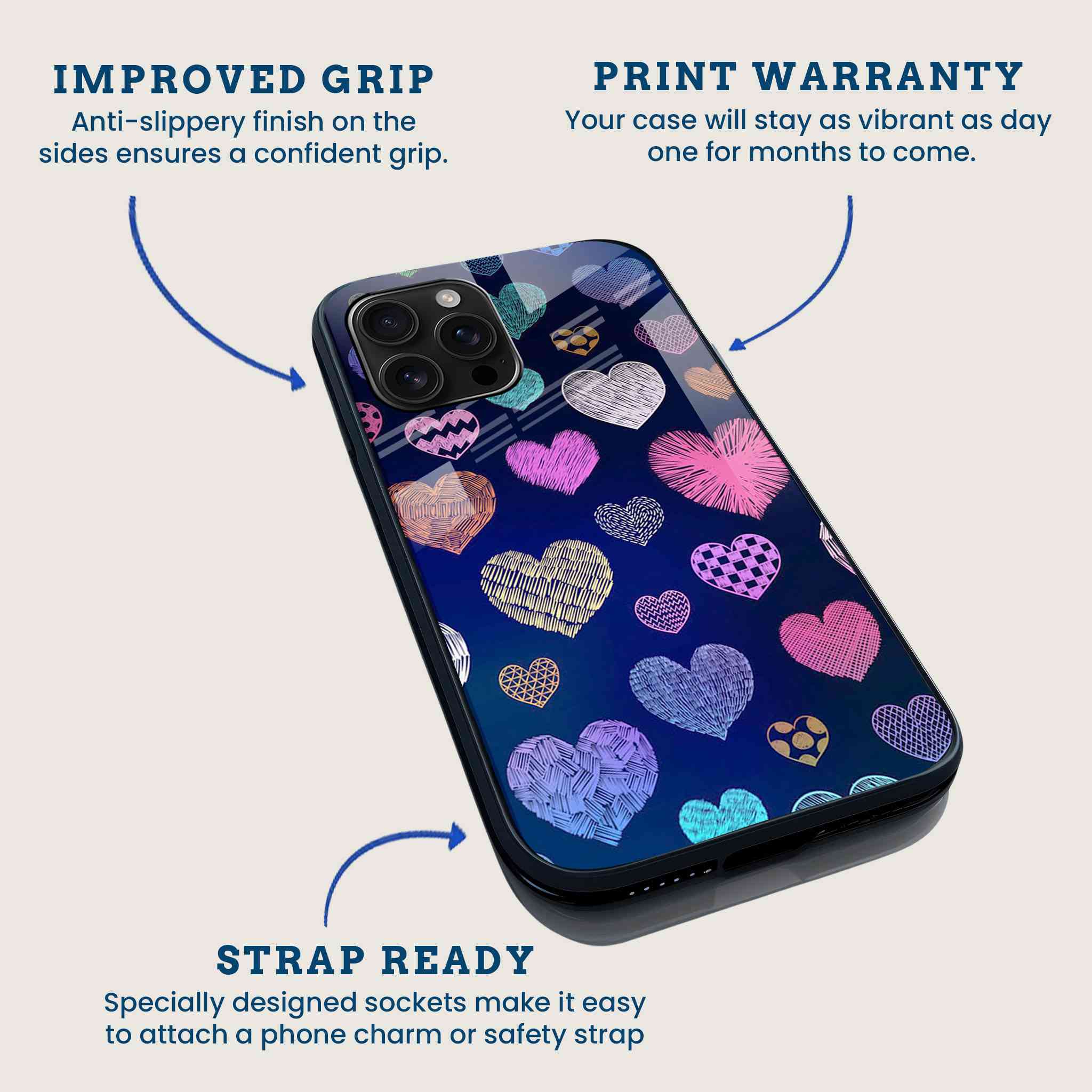 Cute Doodle Heart Mobile Back Cover Feature Image
