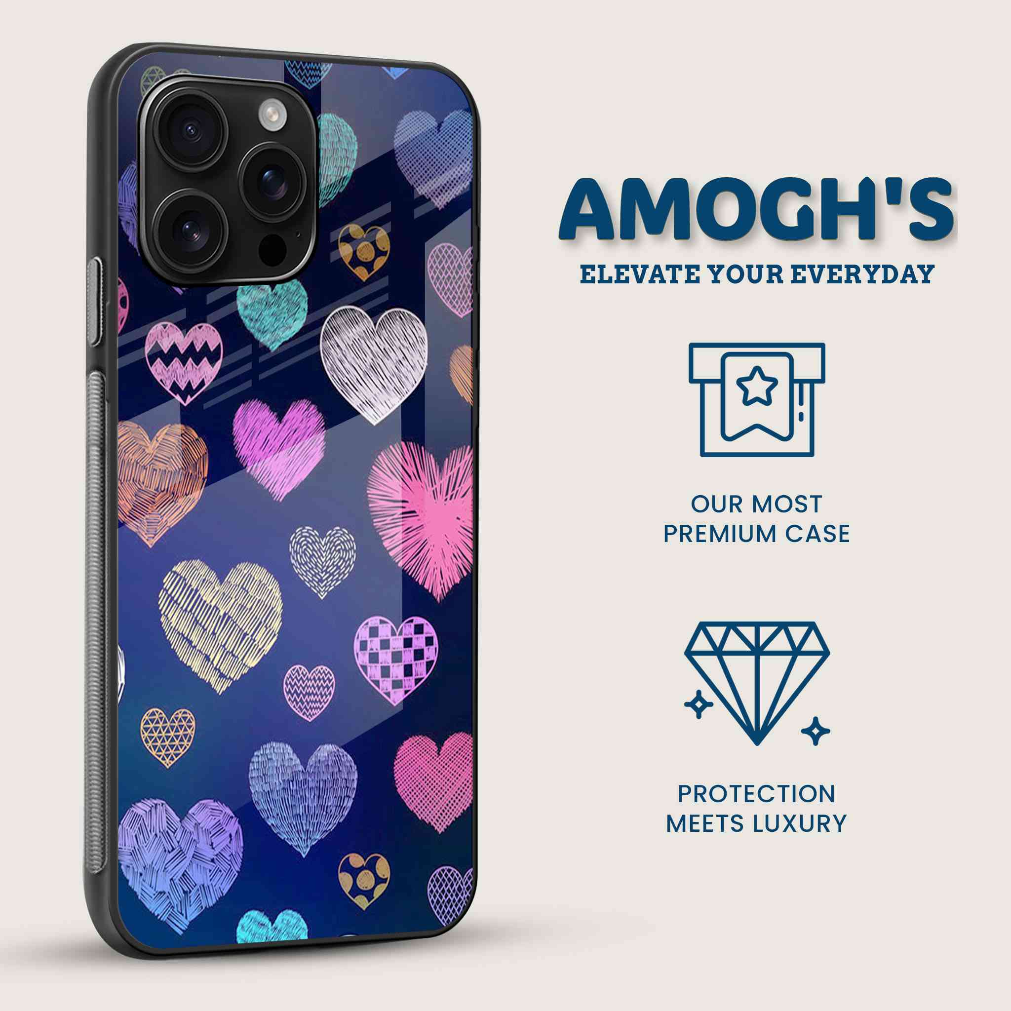 Cute Doodle Heart Mobile Back Cover Side Image