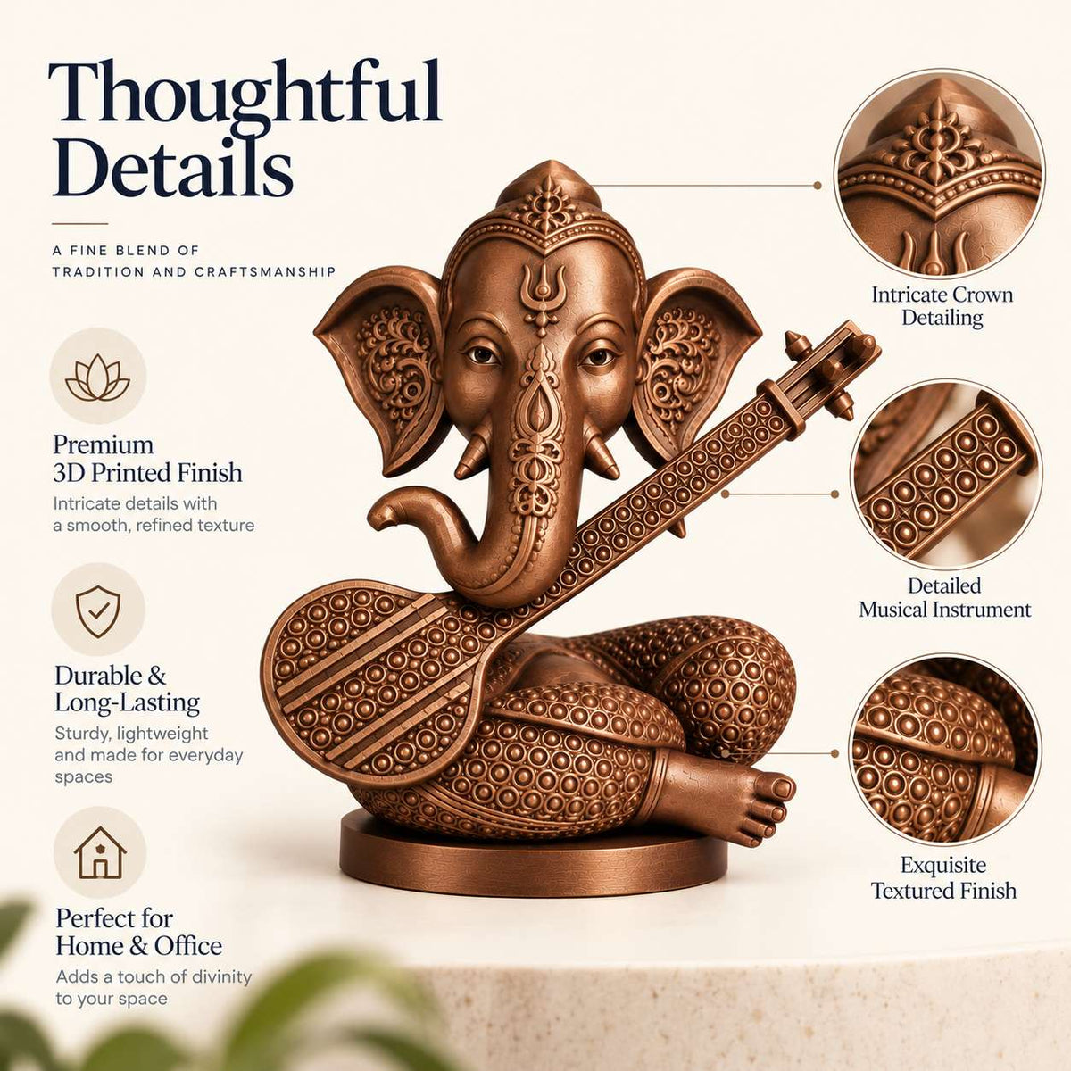 Ganesh with Veena | 3D Printed Idol