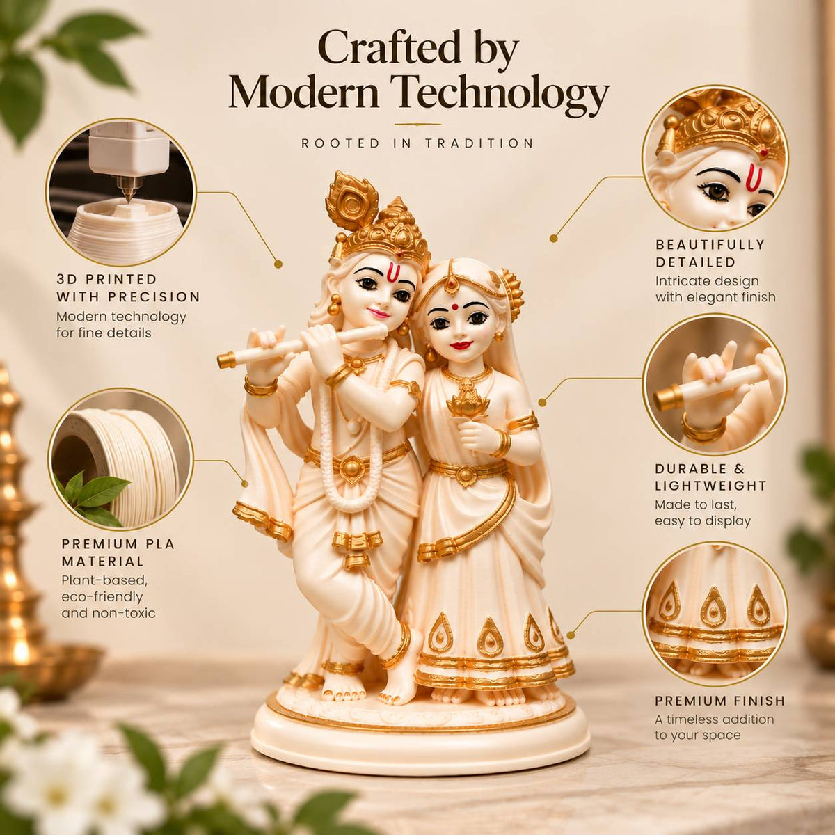 Radha Krishna | 3D Printed Decorative Idol
