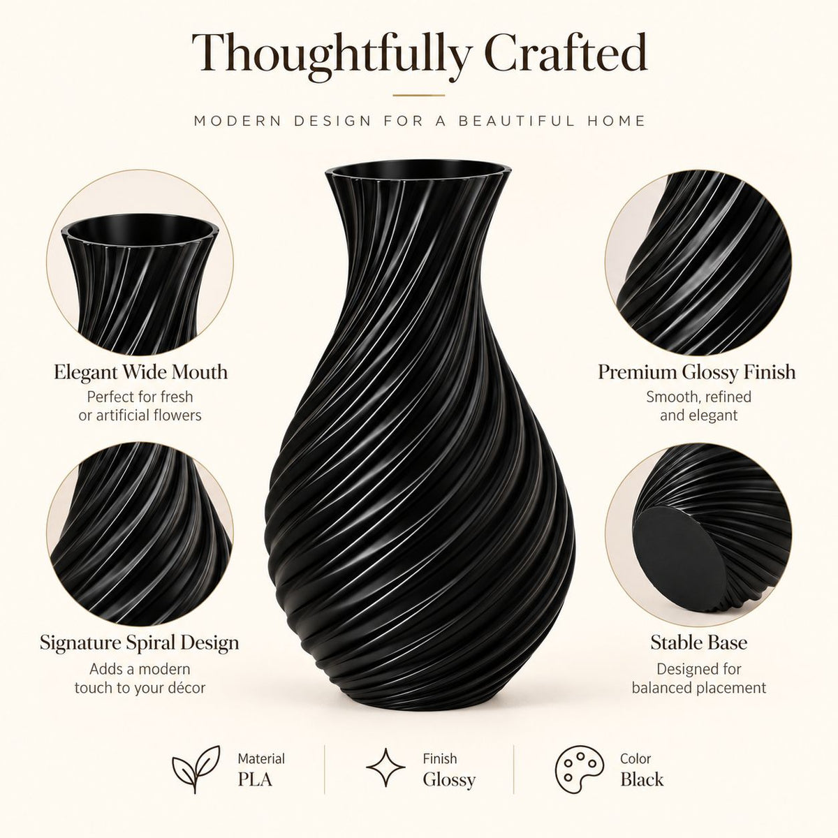 Spiral Wave Vase | 3D Printed Home Décor