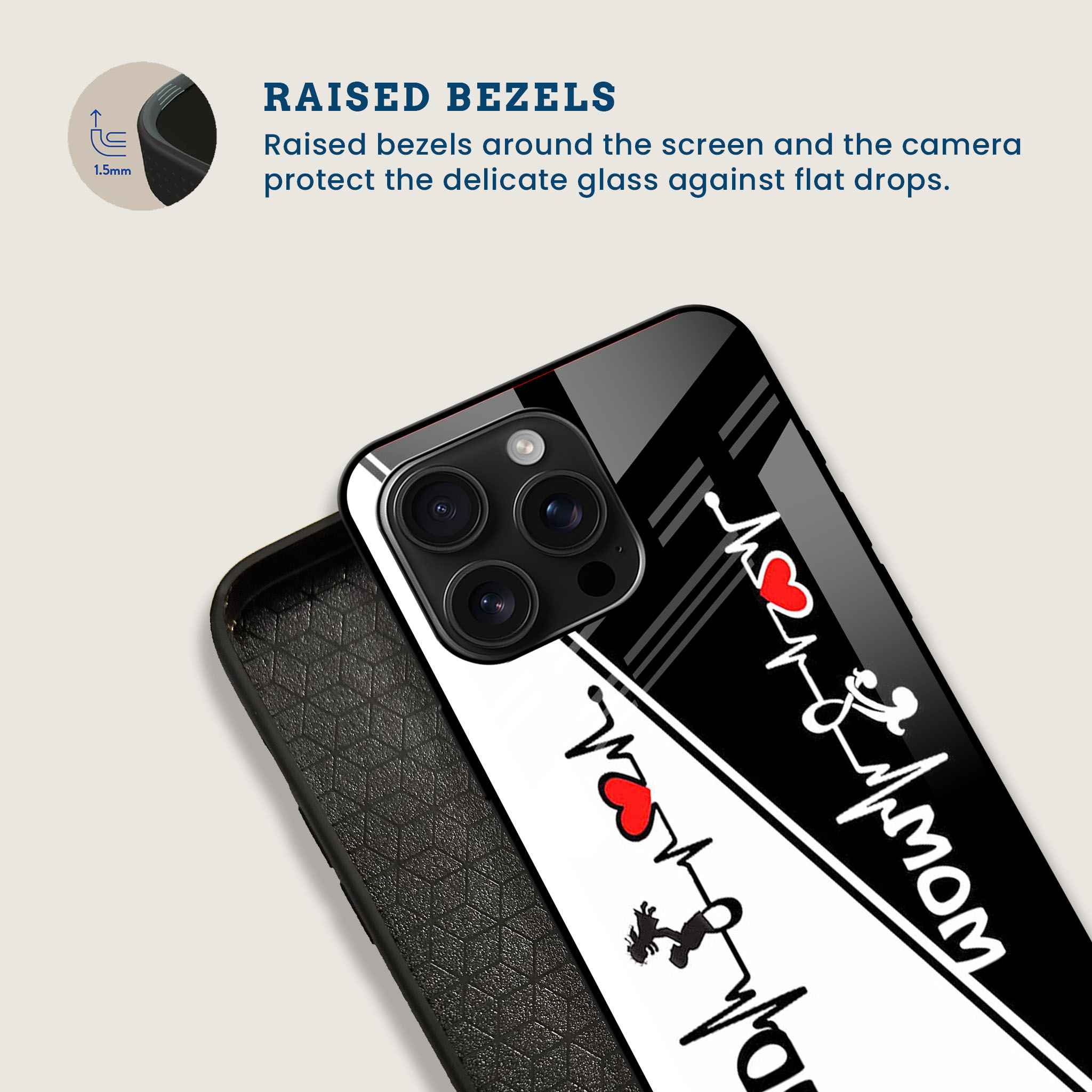 Dad Mom Heartbeat Mobile Back Cover Bezel Image