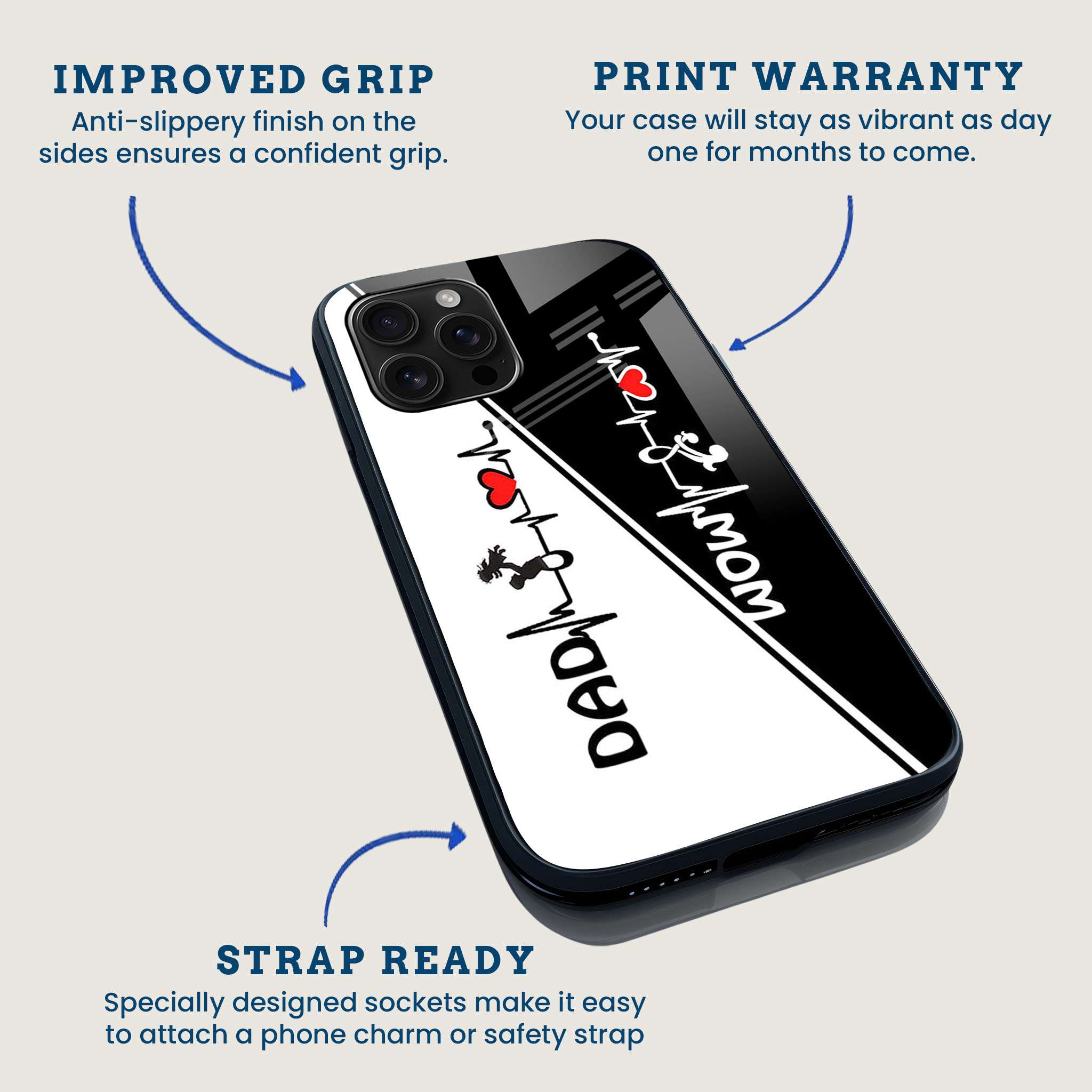 Dad Mom Heartbeat Mobile Back Cover Feature Image