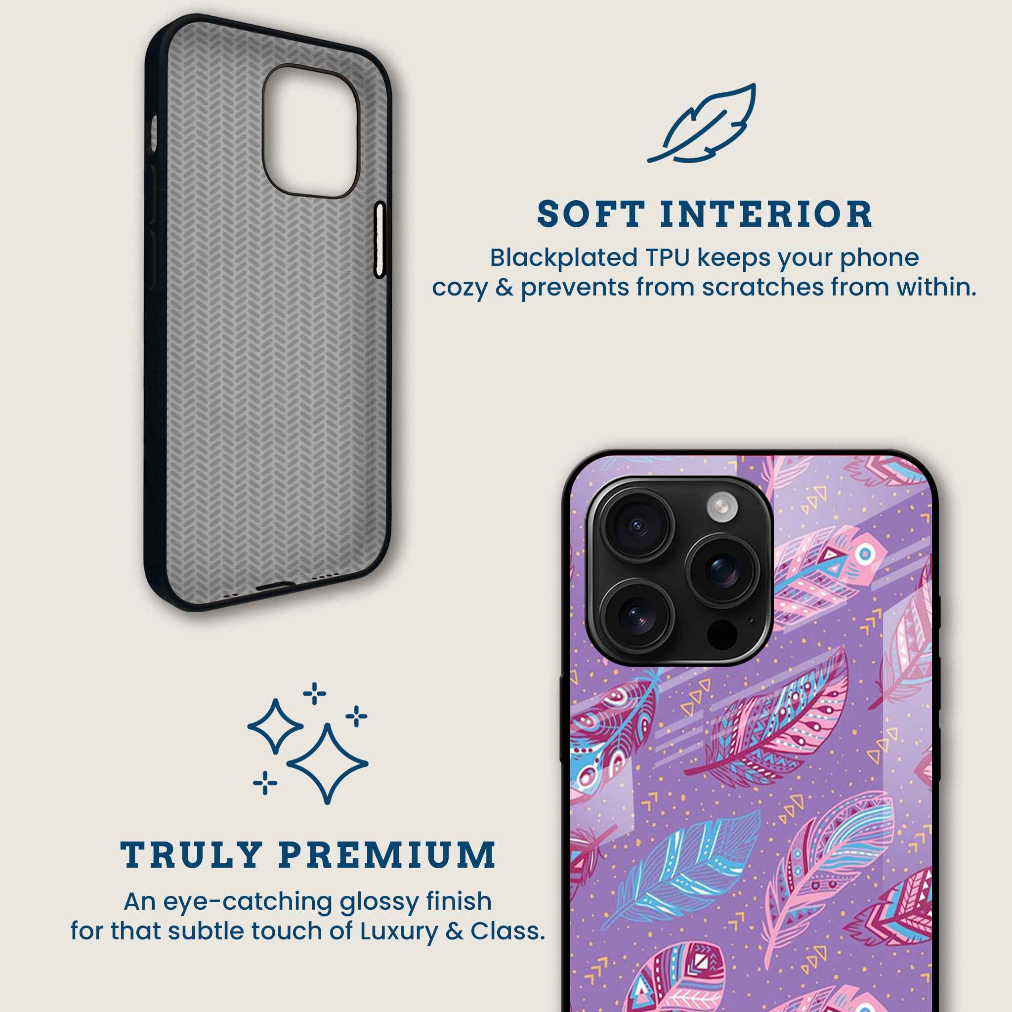 Dreamy Boho Feather Mobile Back Cover Brand Image