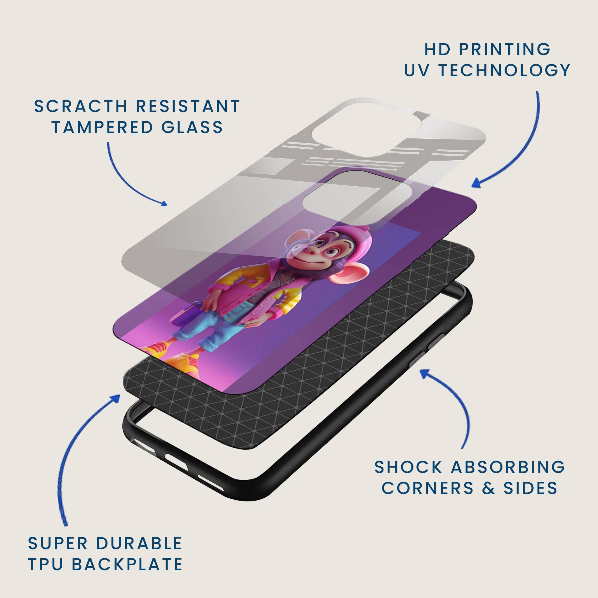Funky Monkey Mobile Back Cover Layer Image