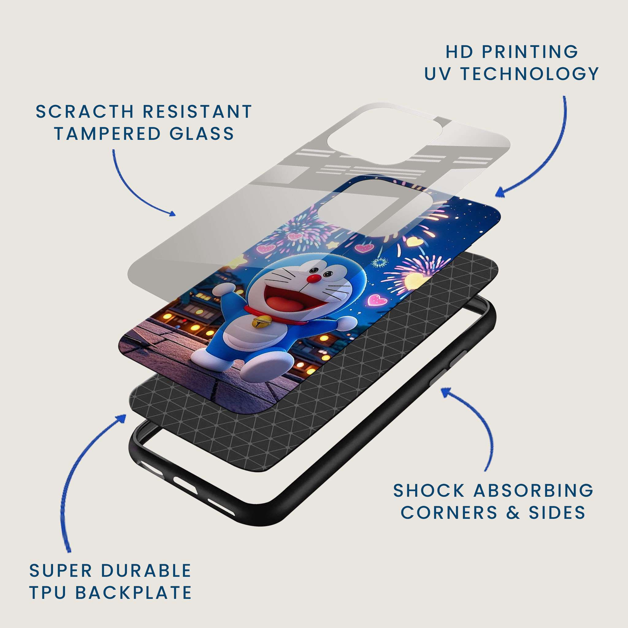 Funny Doraemon Mobile Back Cover Layer Image