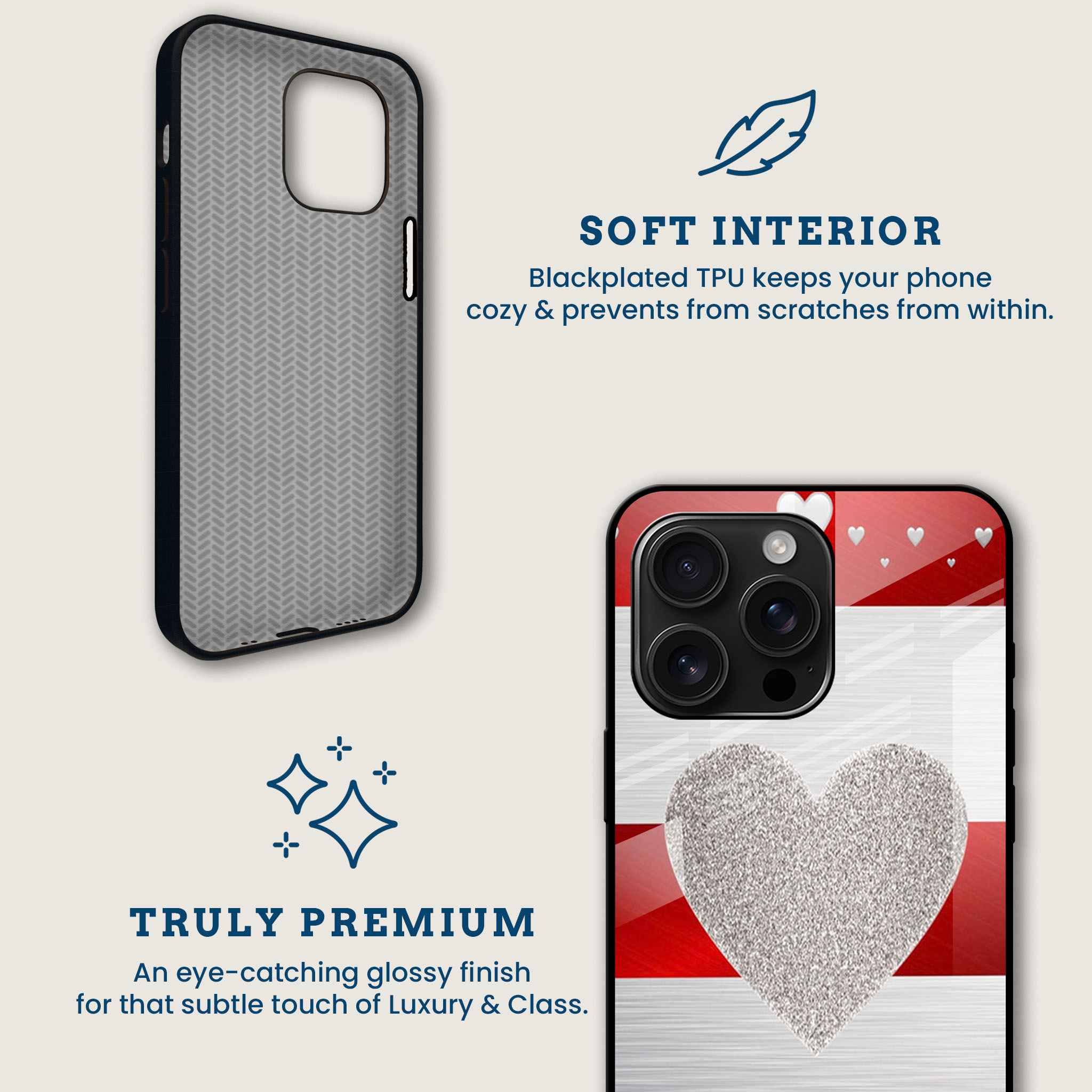 Glitter Heart Mobile Back Cover Brand Image