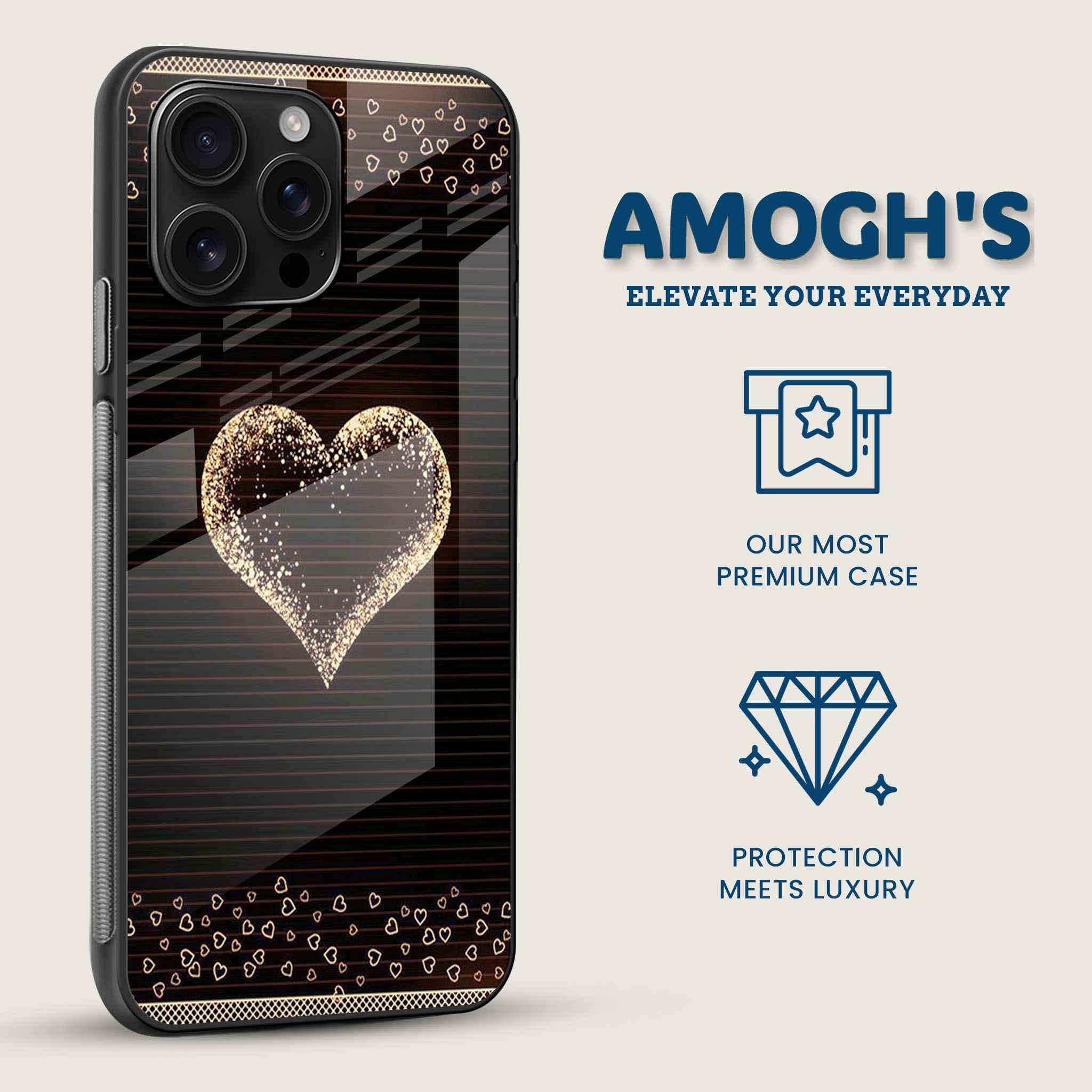 Golden Heart Mobile Back Cover Side Image