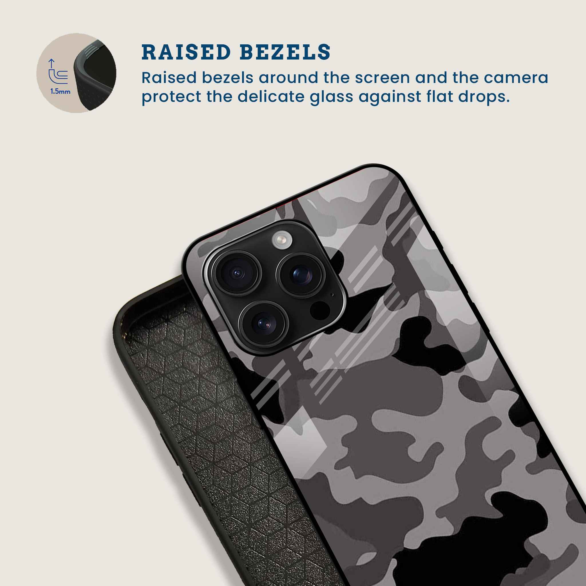 Gray Camo Mobile Back Cover Bezel Image