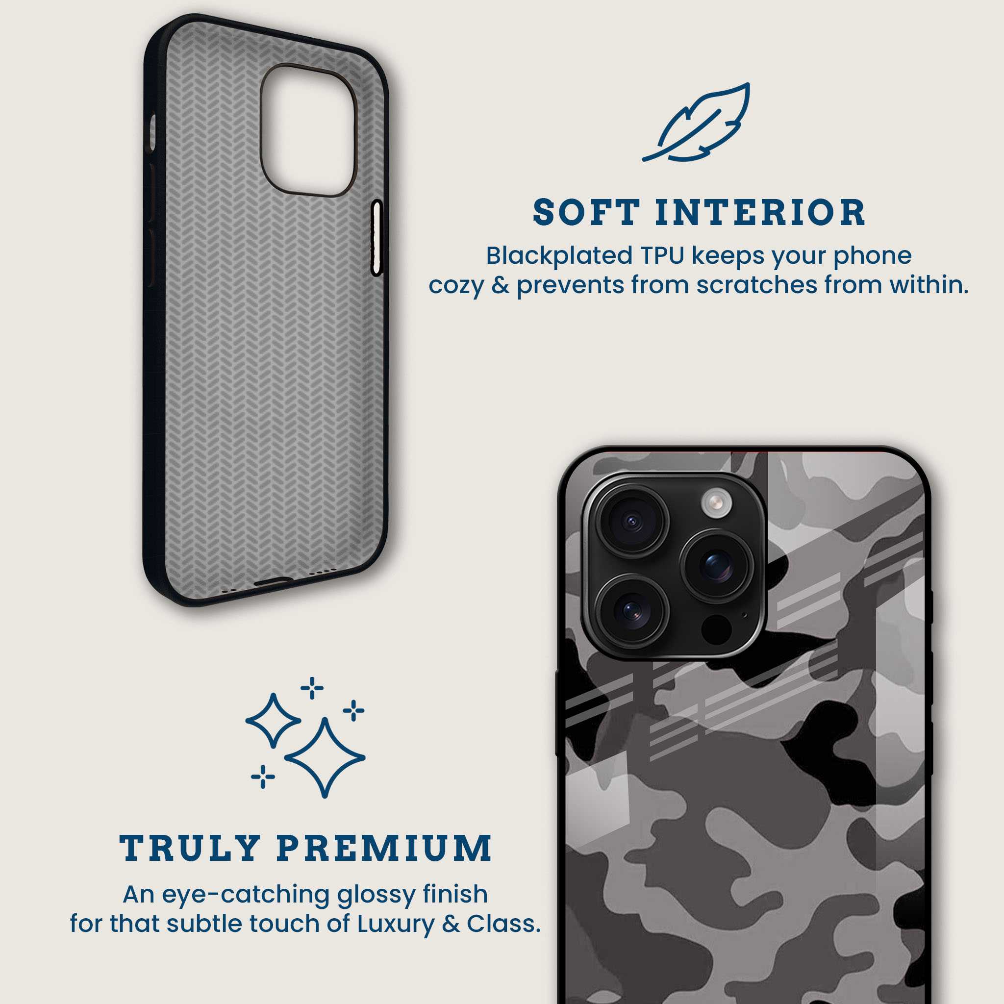 Gray Camo Mobile Back Cover Brand Image
