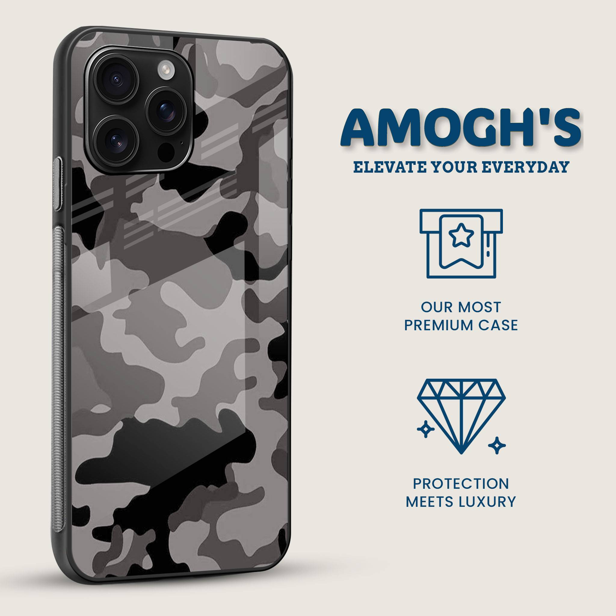 Gray Camo Mobile Back Cover Side Image