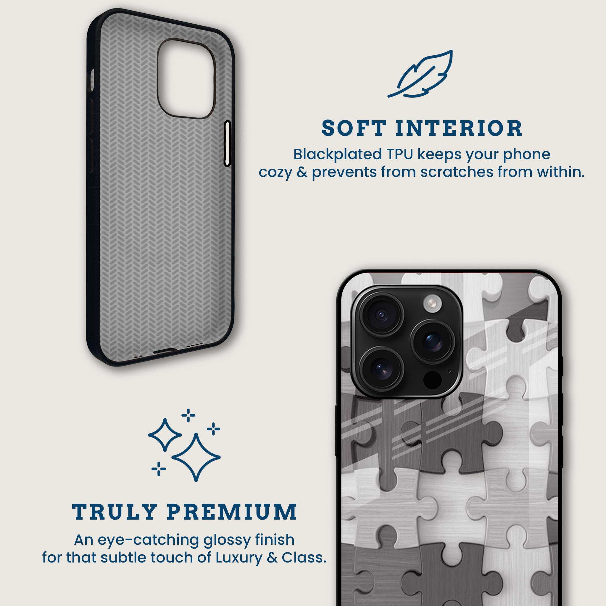Gray Puzzle Mobile Back Cover Brand Image
