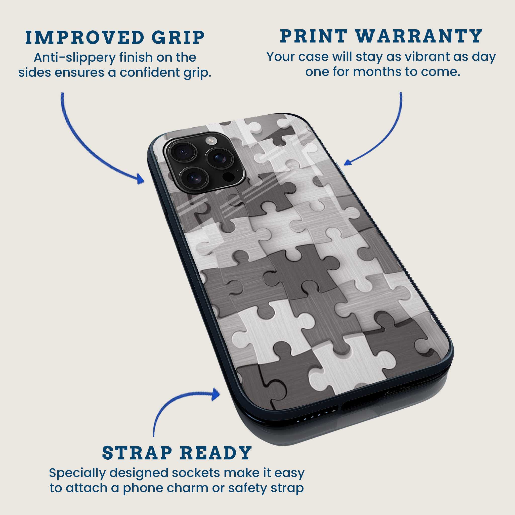 Gray Puzzle Mobile Back Cover Feature Image