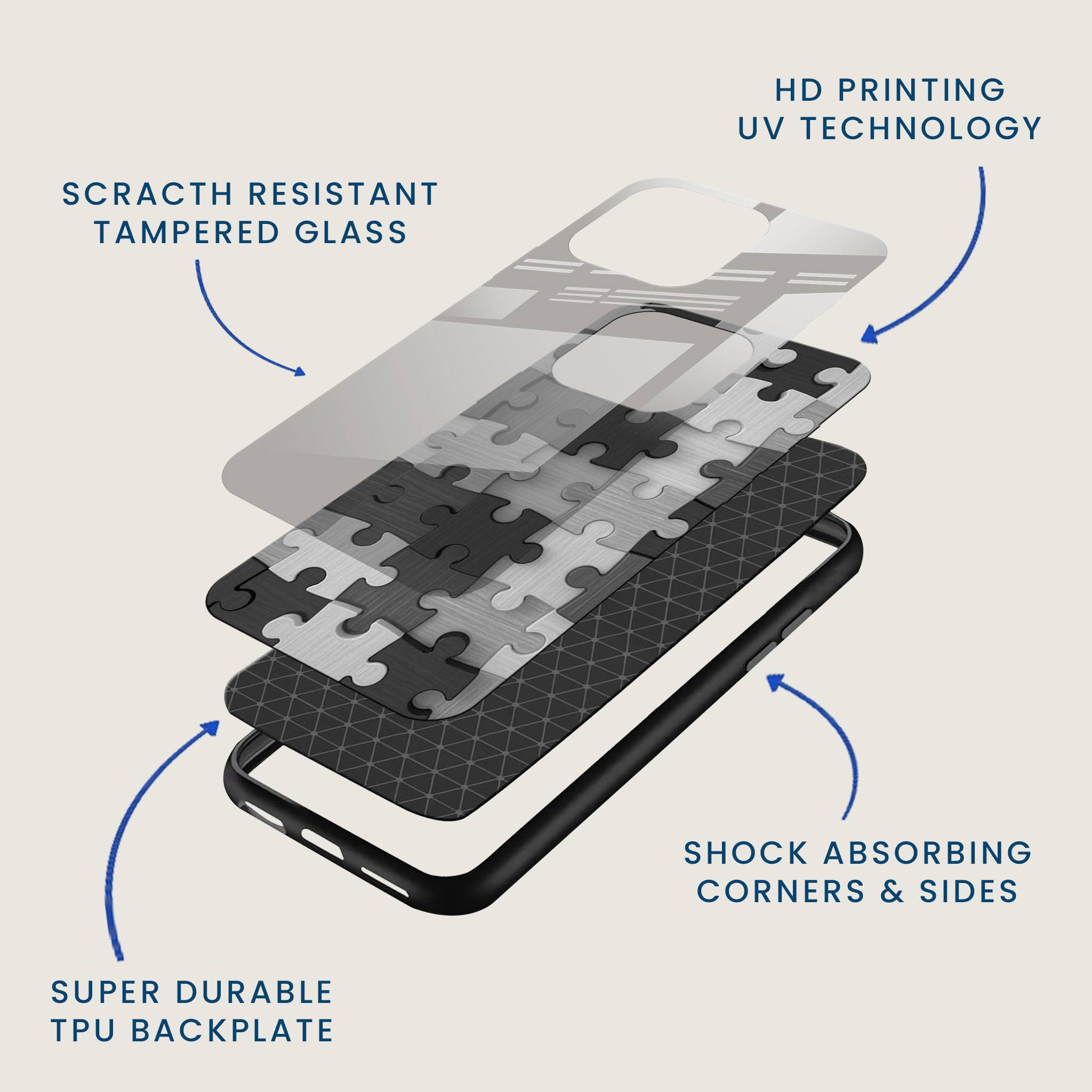 Gray Puzzle Mobile Back Cover Layer Image
