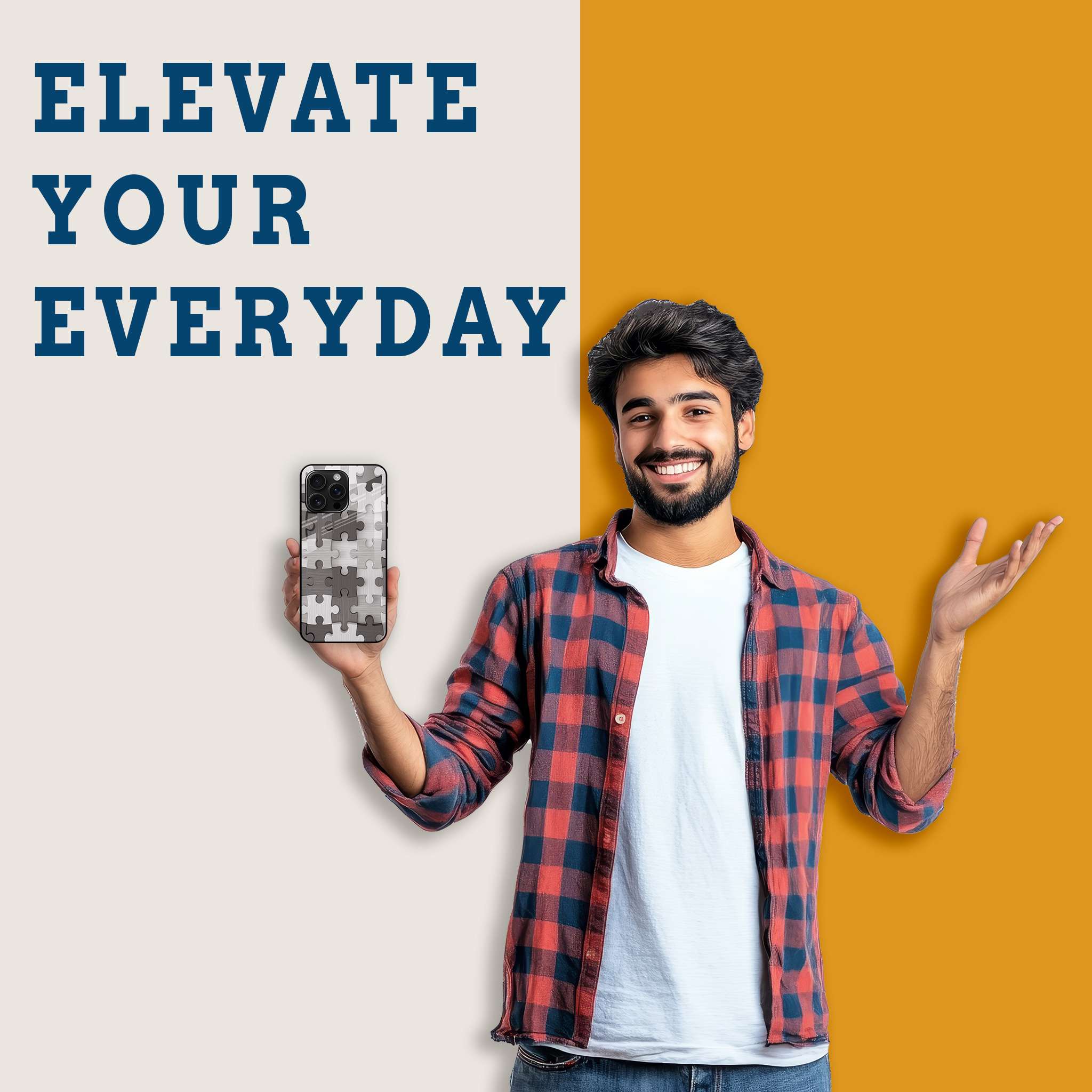 Gray Puzzle Mobile Back Cover Man Image