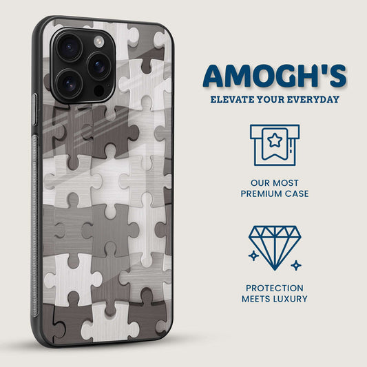 Gray Puzzle Mobile Back Cover Side Image
