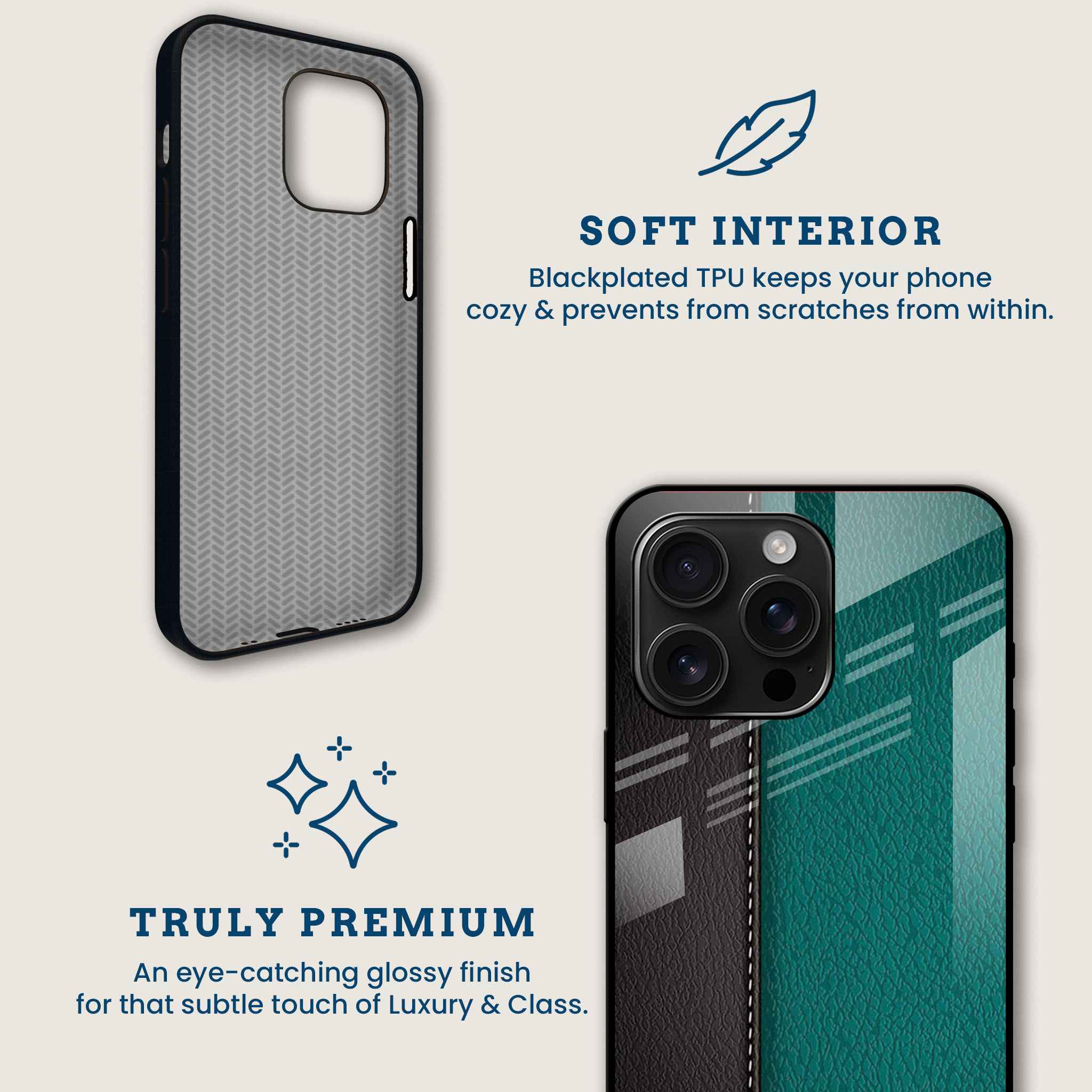 Green Leather Mobile Back Cover Brand Image