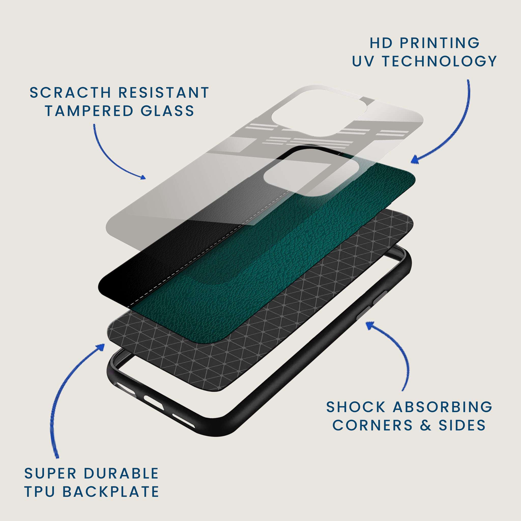 Green Leather Mobile Back Cover Layer Image