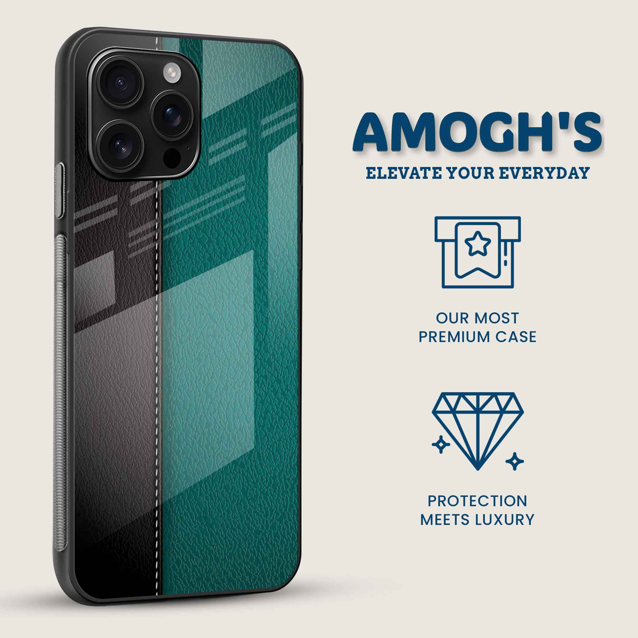 Green Leather Mobile Back Cover Side Image