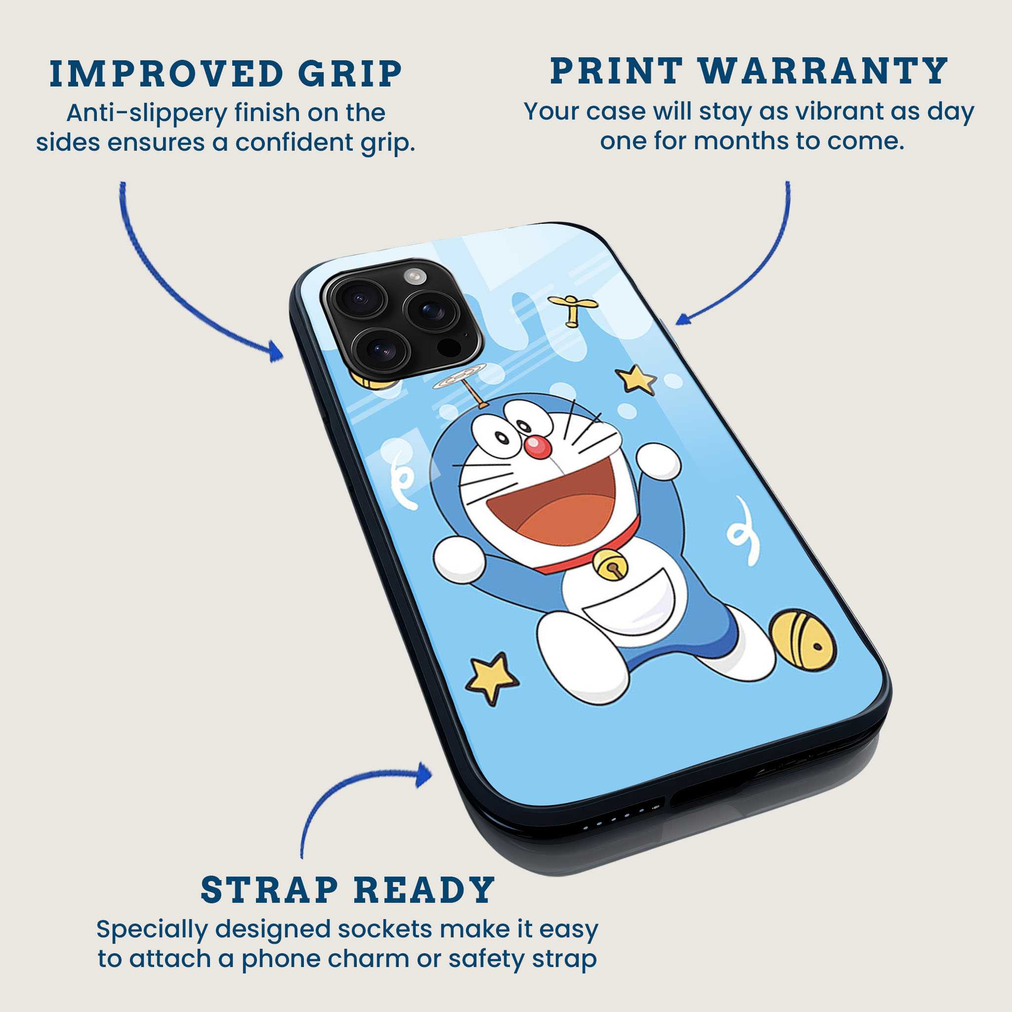 Happy Doraemon Mobile Back Cover Feature Image