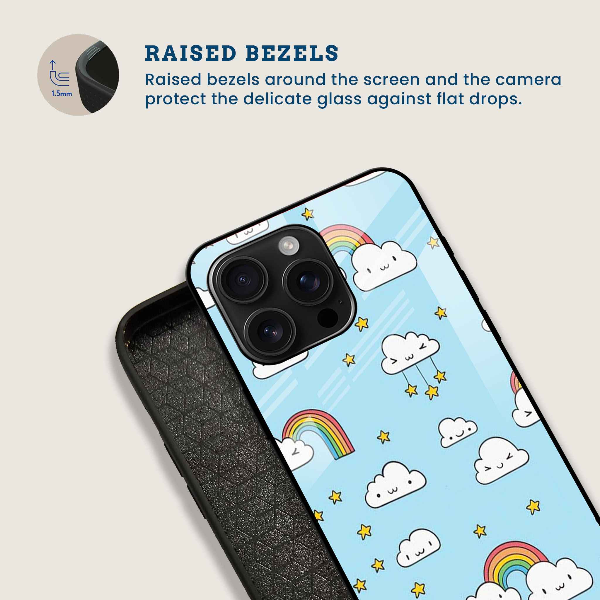 Kawaii Rainbow Sky Mobile Back Cover Bezel Image