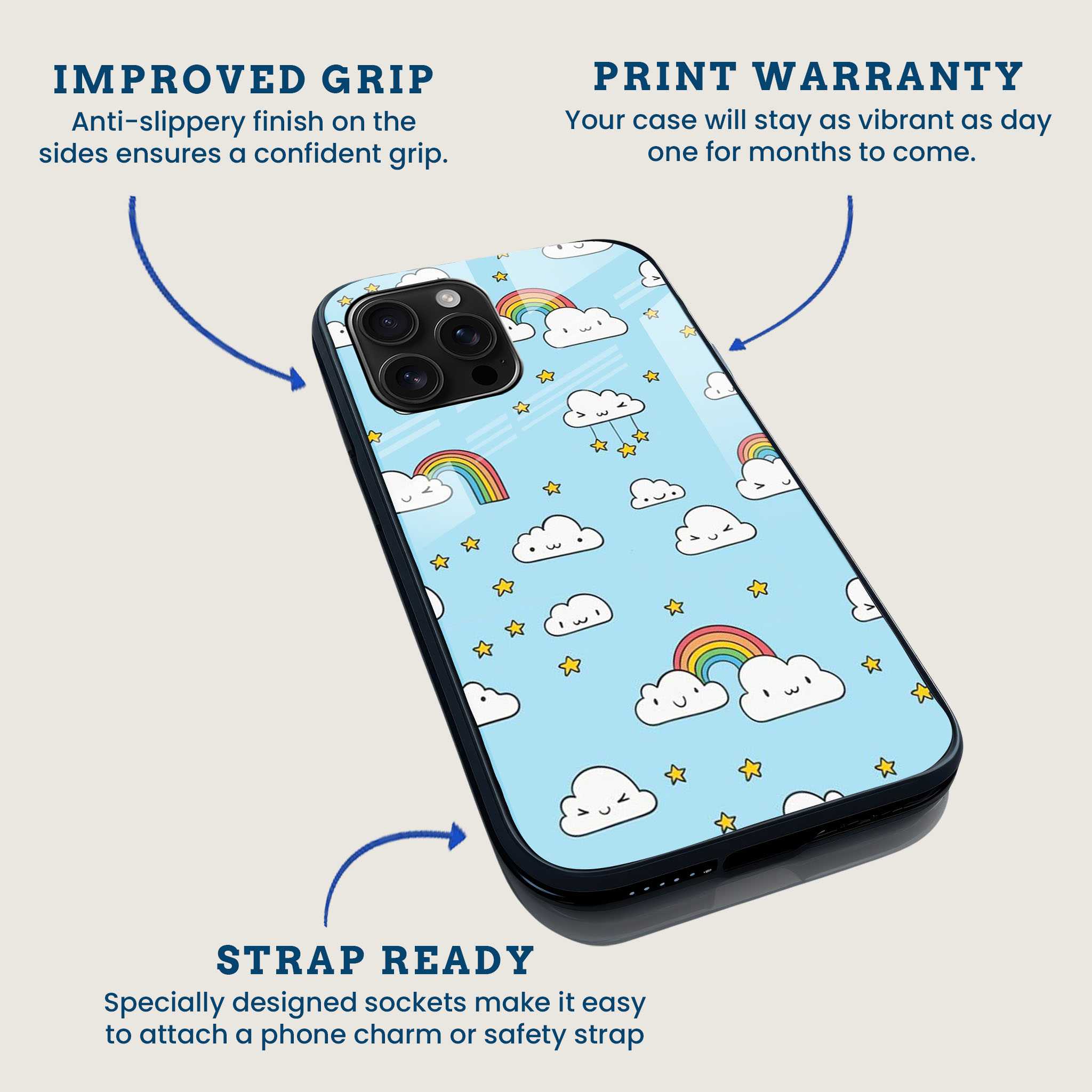 Kawaii Rainbow Sky Mobile Back Cover Feature Image