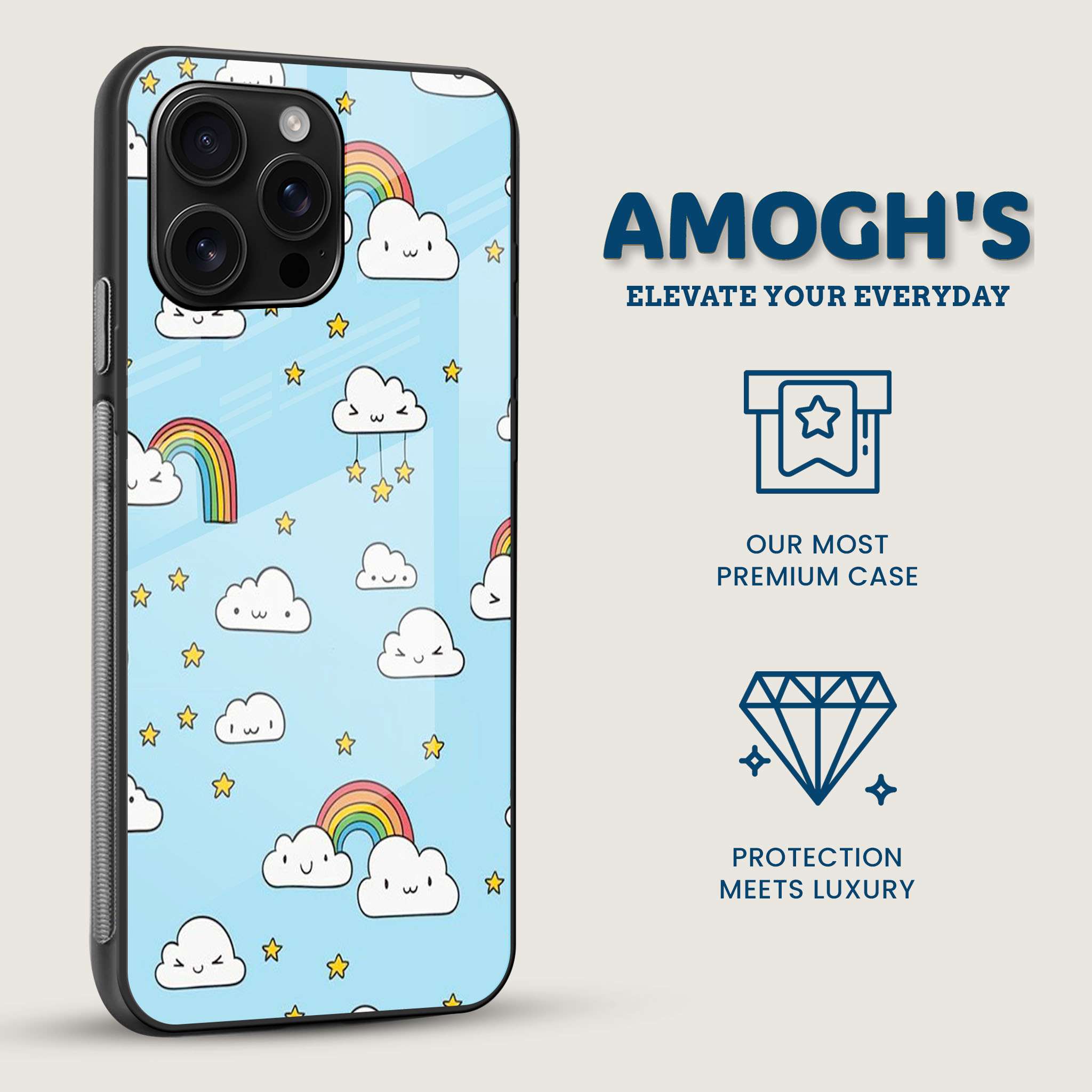 Kawaii Rainbow Sky Mobile Back Cover Side Image